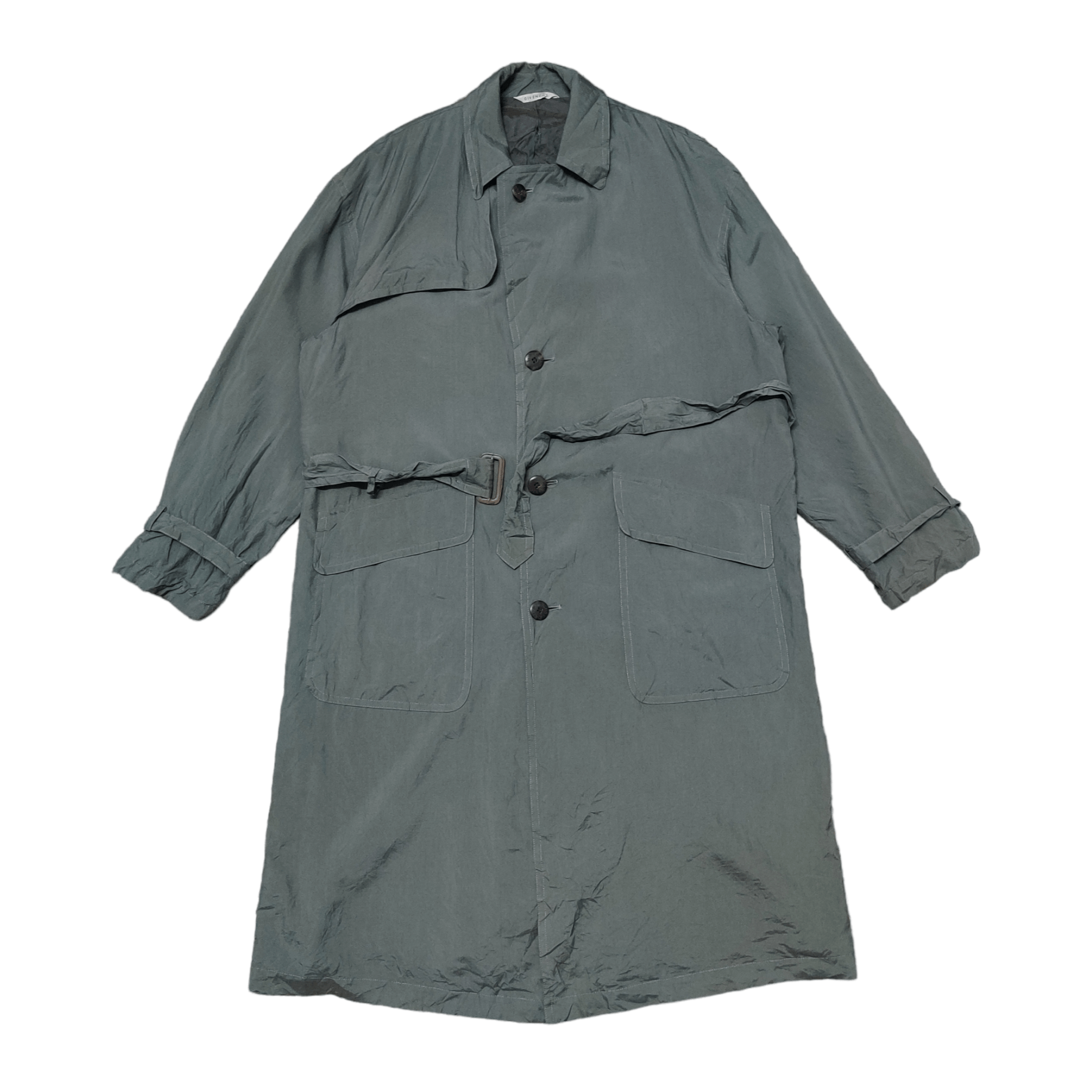 image of Vintage Givenchy Monsieur Long Coat in Green, Men's (Size Medium)