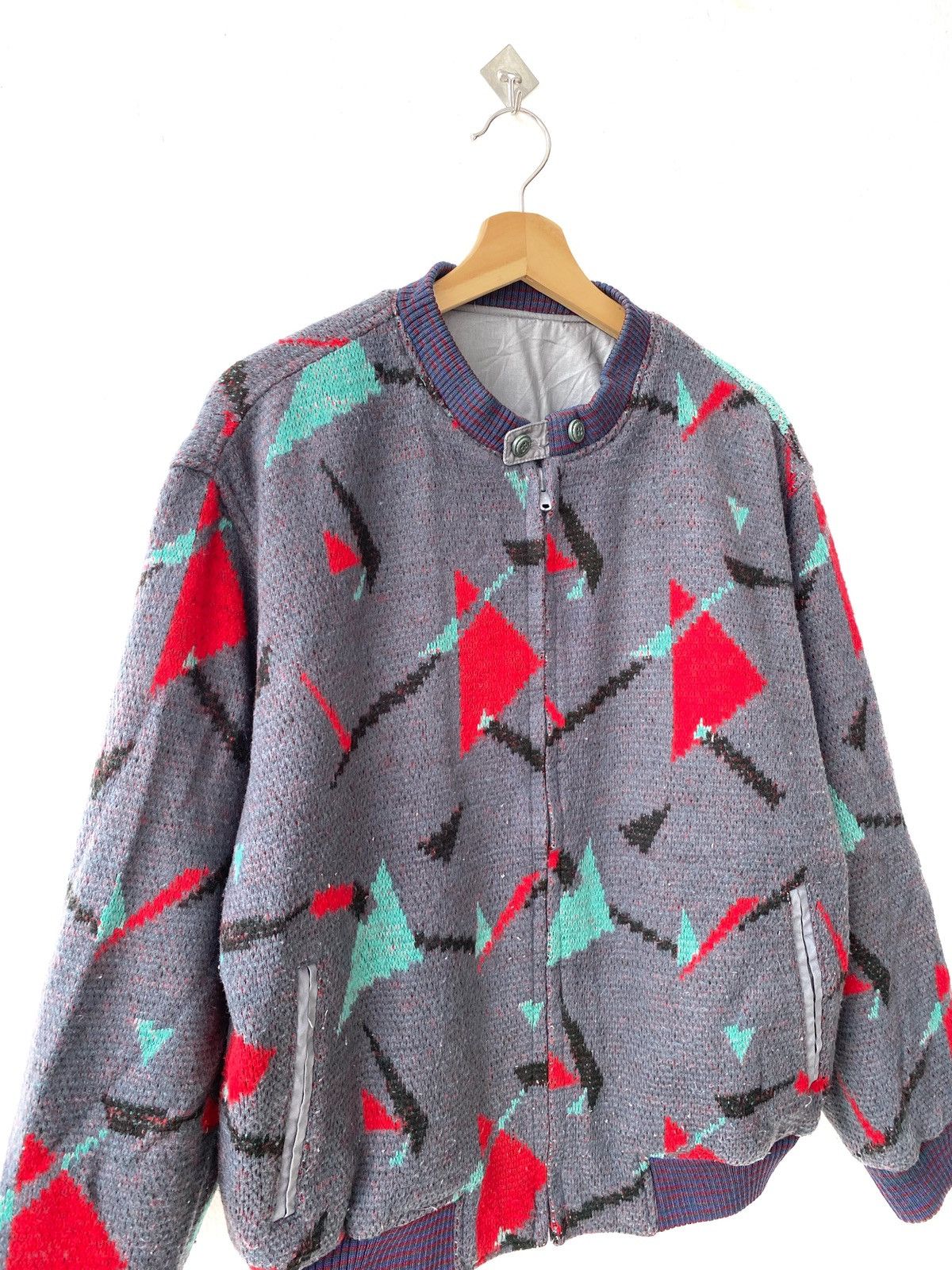 Japanese Brand Vintage Printed Design Wool Reversible Zip Up Jacket Size US M / EU 48-50 / 2 - 2 Thumbnail