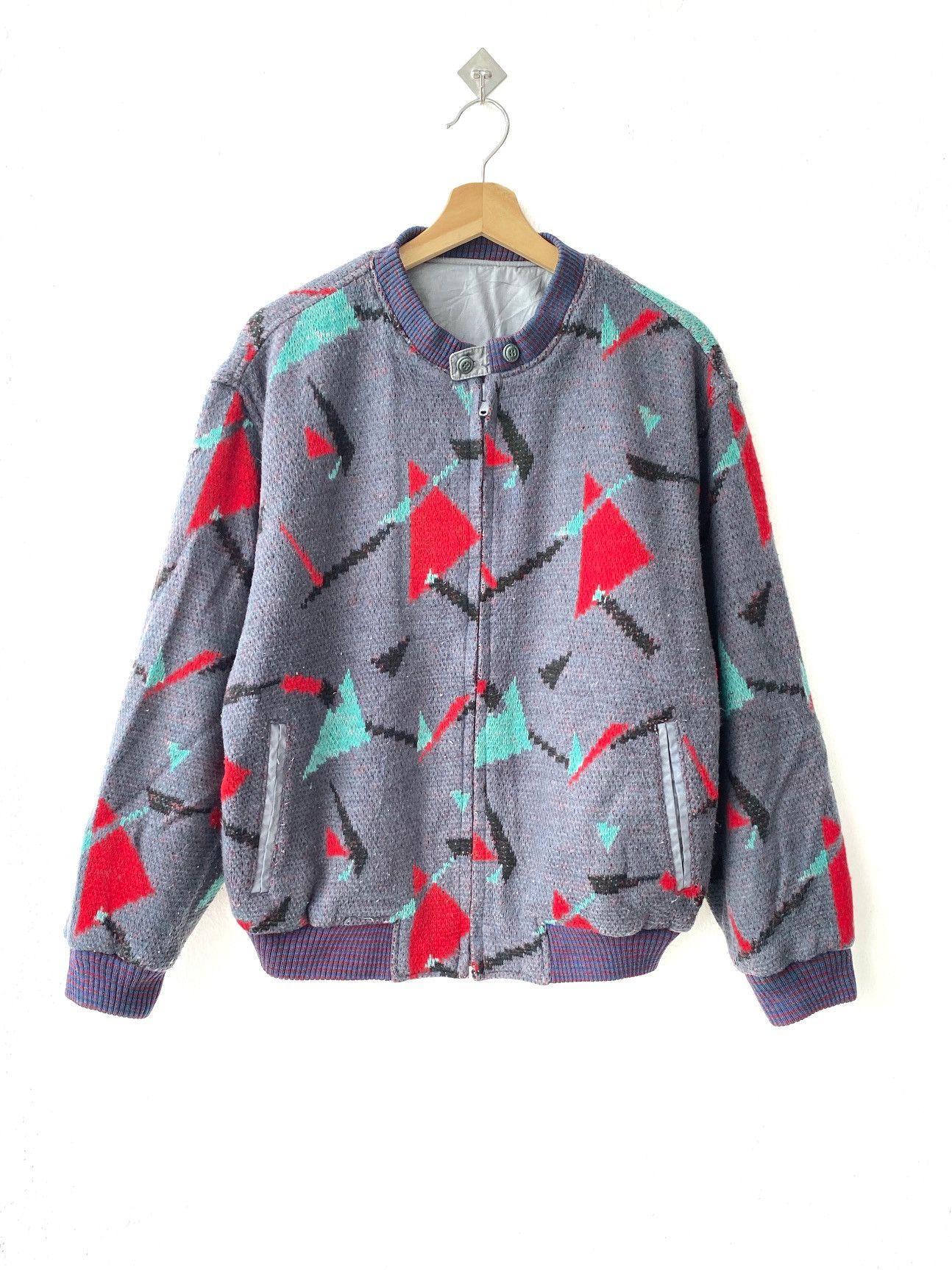 Japanese Brand Vintage Printed Design Wool Reversible Zip Up Jacket Size US M / EU 48-50 / 2 - 1 Thumbnail