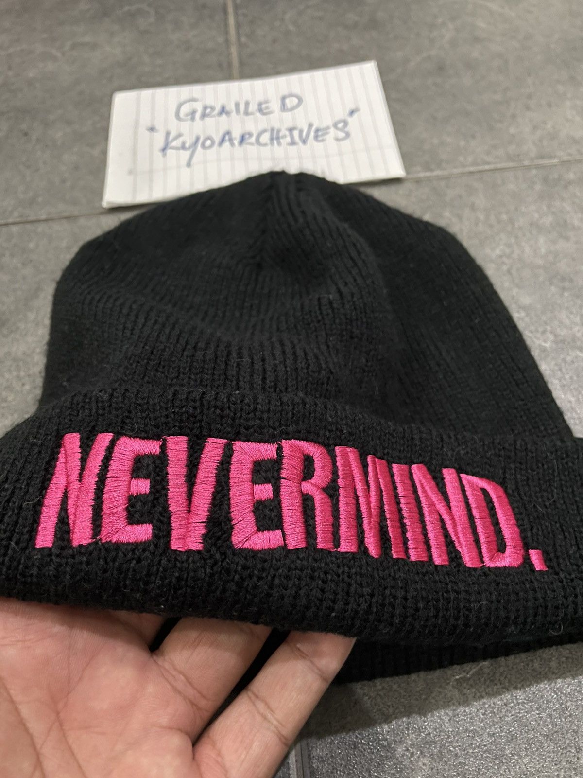 Japanese Brand EMBROIDERED NEVERMIND BEANIE Size ONE SIZE - 2 Thumbnail