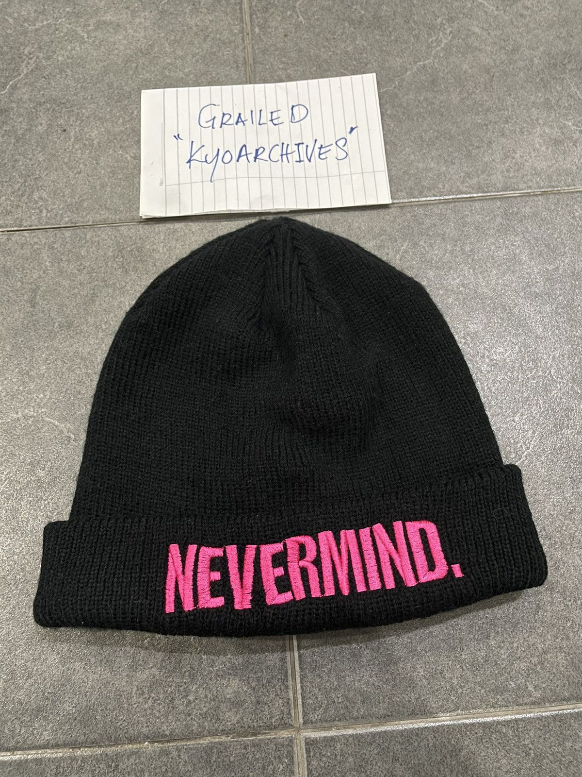 Japanese Brand EMBROIDERED NEVERMIND BEANIE Size ONE SIZE - 1 Thumbnail