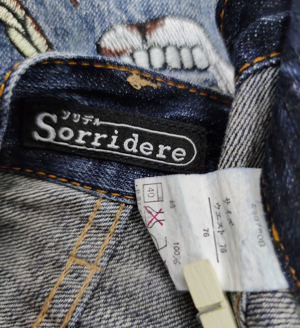 Japanese Brand SORRIDERE Indian Chief Head SKULL Embroidery Denim Shorts Size US 30 / EU 46 - 6 Thumbnail