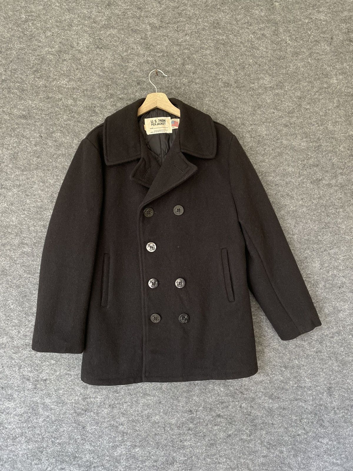 image of Schott 740N Pea Jacket in Black, Men's (Size Small)