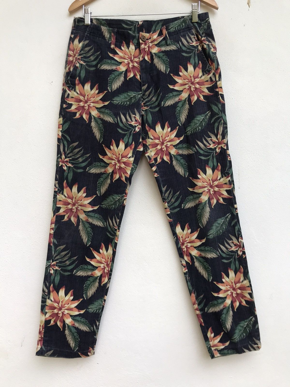Indigo × Japanese Brand × NANO universe Rare🔥Nano Universe Indigo Sashiko Florals Flower Pants Size US 31 - 2 Thumbnail
