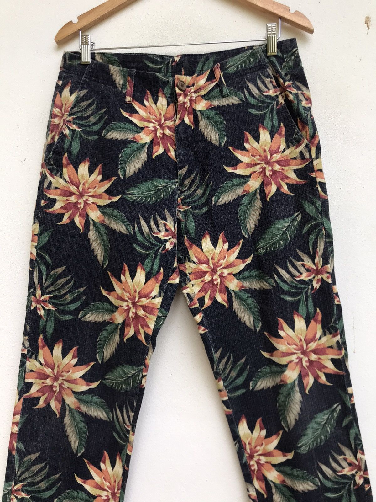 Indigo × Japanese Brand × NANO universe Rare🔥Nano Universe Indigo Sashiko Florals Flower Pants Size US 31 - 1 Thumbnail