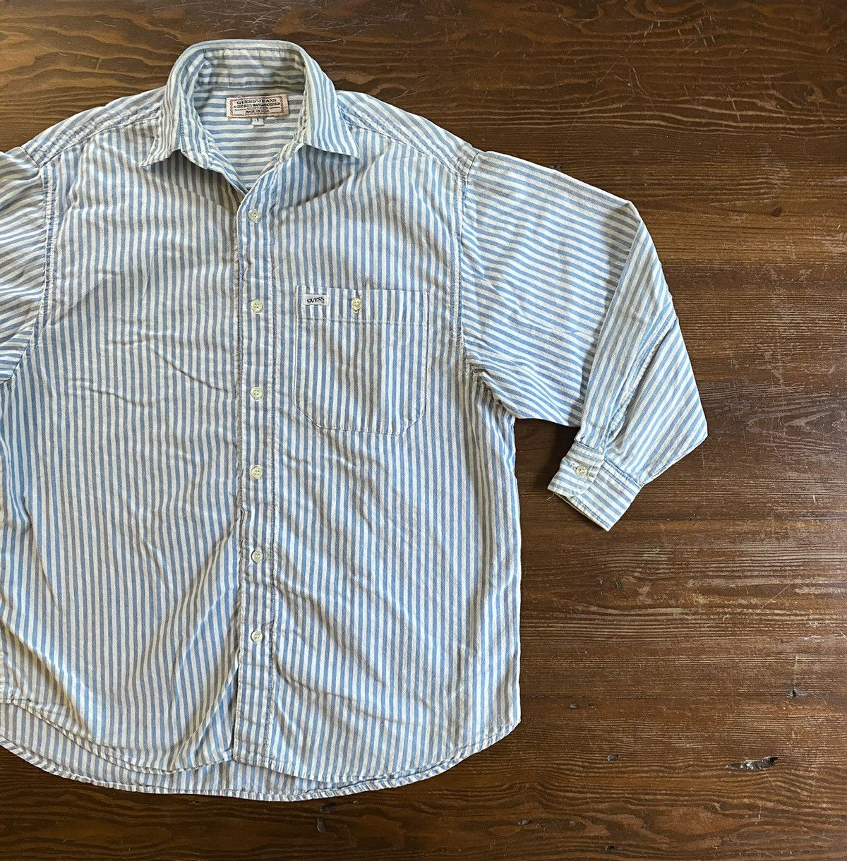 Guess Vintage 80’s Guess Striped Women’s Long Sleeve Button Up Size M / US 6-8 / IT 42-44 - 1 Thumbnail