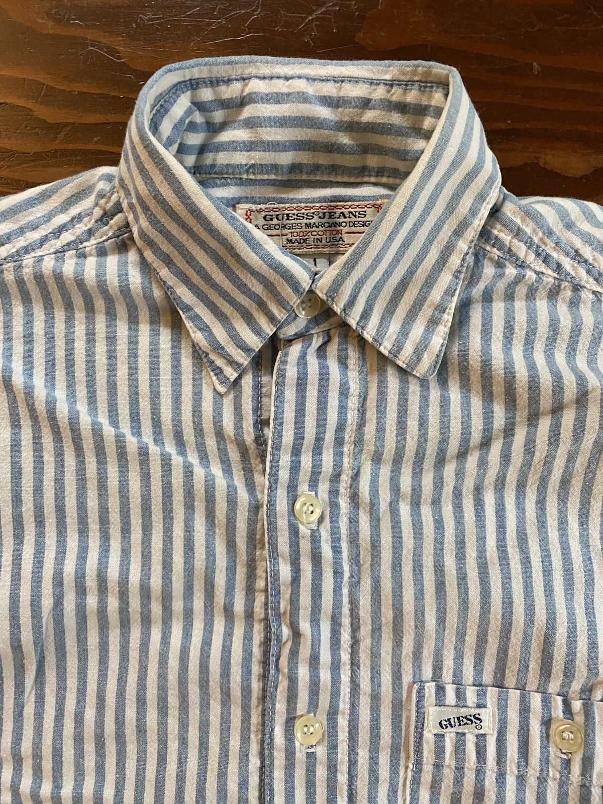 Guess Vintage 80’s Guess Striped Women’s Long Sleeve Button Up Size M / US 6-8 / IT 42-44 - 3 Thumbnail