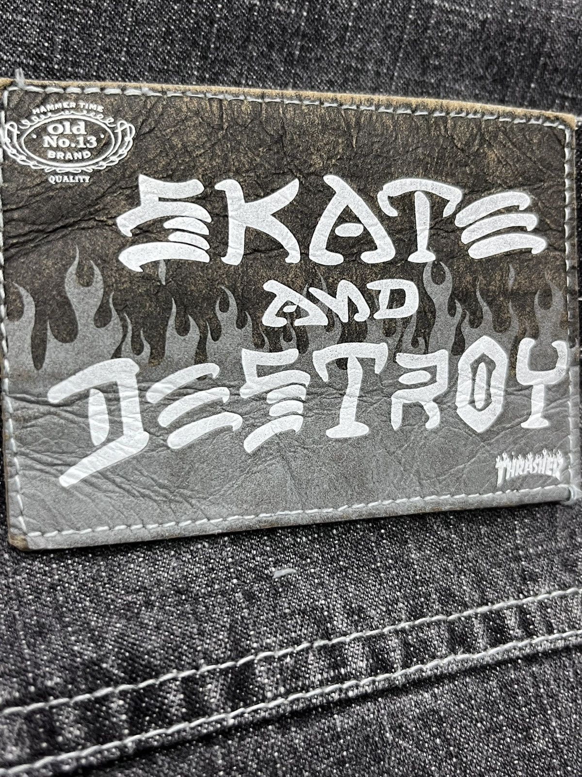 Thrasher 💥SKATE & DESTROY Vintage THRASHER Skateboard Baggy Jeans Size US 33 - 9 Thumbnail
