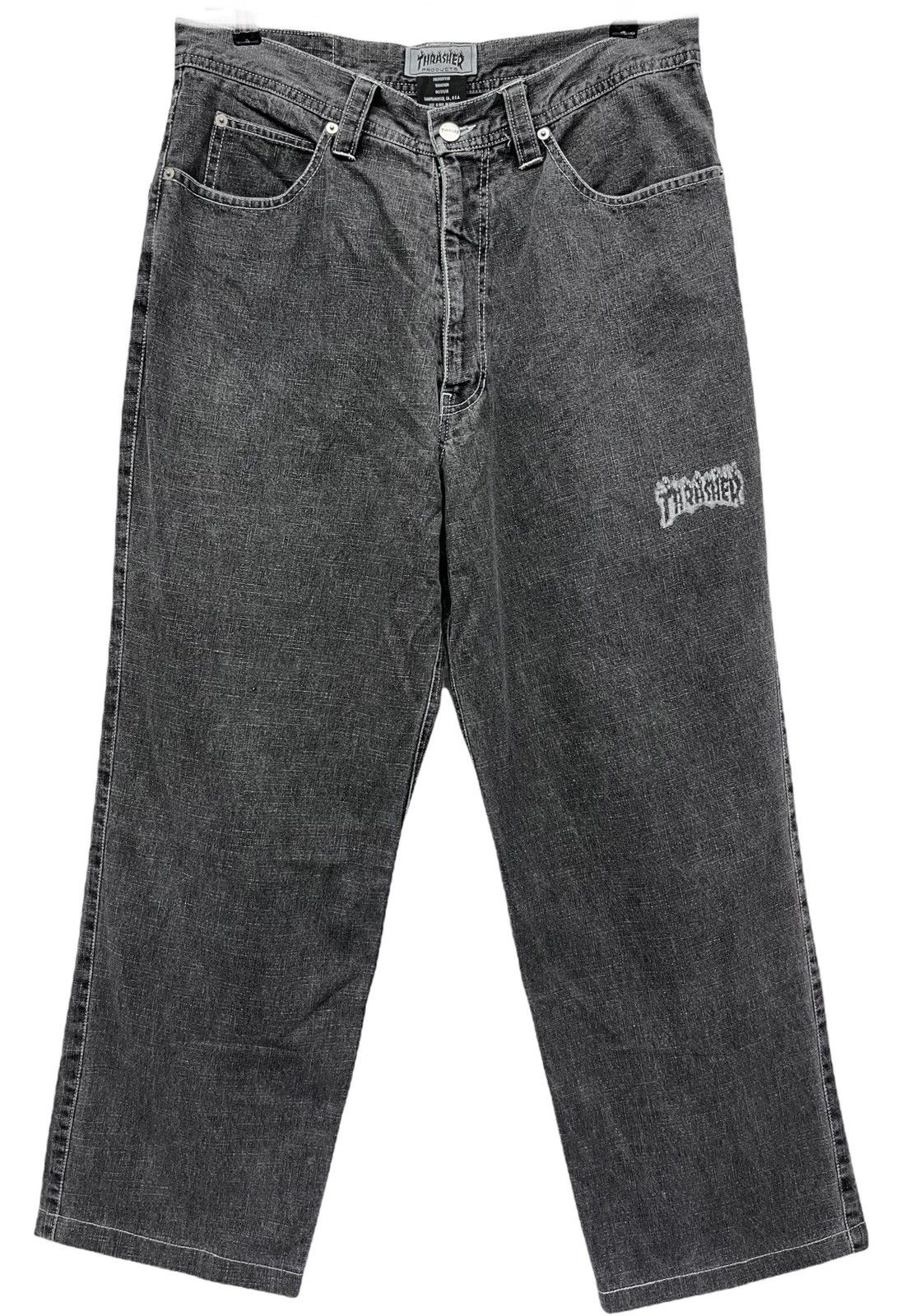 Thrasher 💥SKATE & DESTROY Vintage THRASHER Skateboard Baggy Jeans Size US 33 - 3 Thumbnail