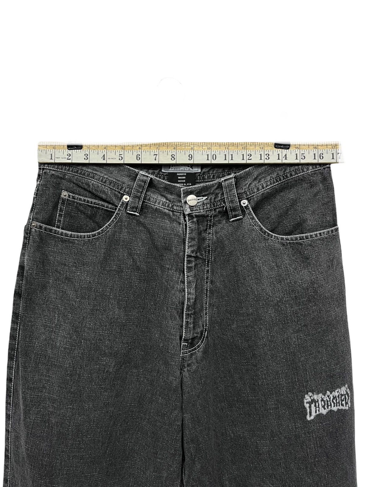Thrasher 💥SKATE & DESTROY Vintage THRASHER Skateboard Baggy Jeans Size US 33 - 13 Thumbnail