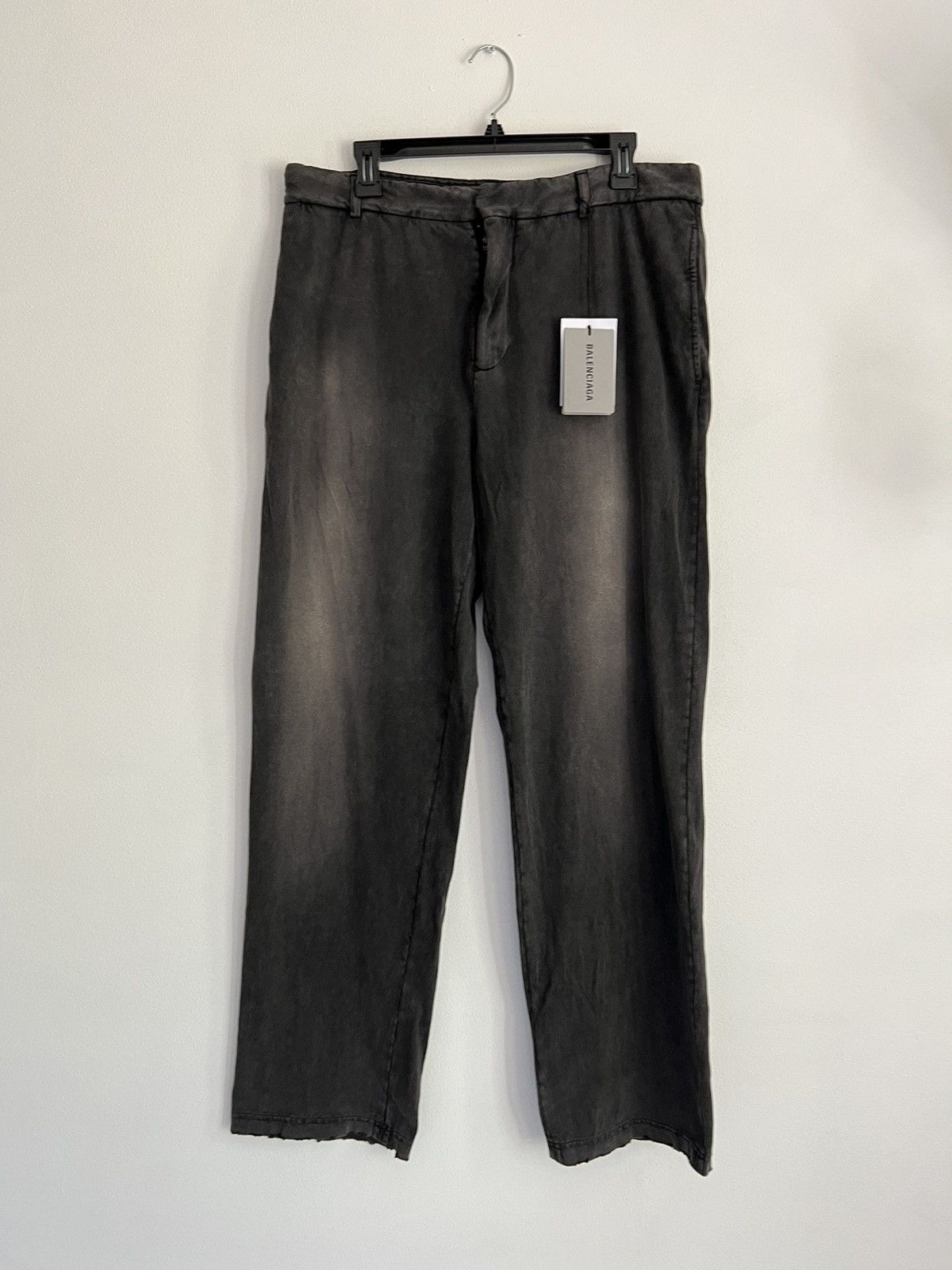 Image of Balenciaga Vintage Washed Distressed Black Trousers - Size L, Men's