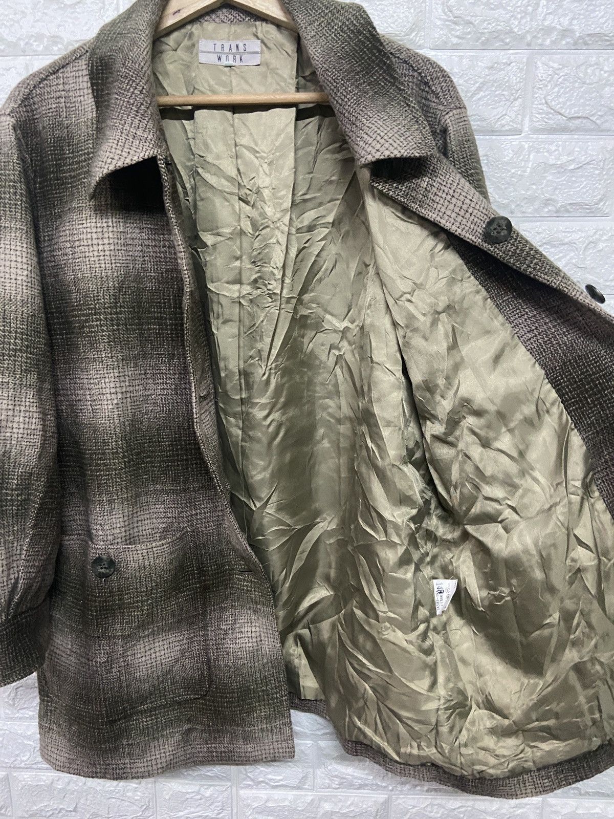 Japanese Brand × Vintage Vintage Trans Work Checkered Button Up Wool Jacket Size US L / EU 52-54 / 3 - 4 Thumbnail