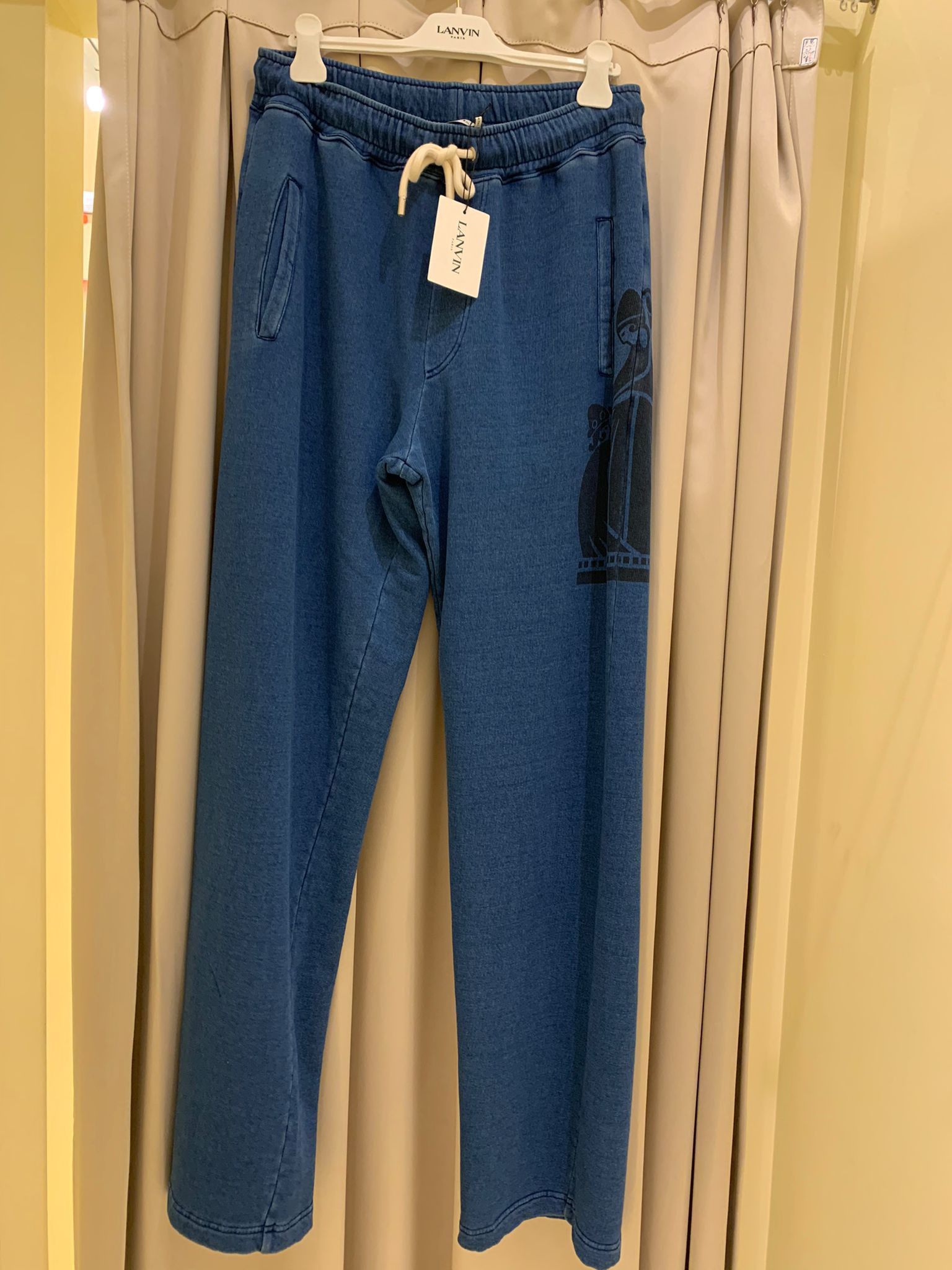 image of Lanvin Mother Daugher Logo Sweater Pants in Navy, Men's (Size 36)