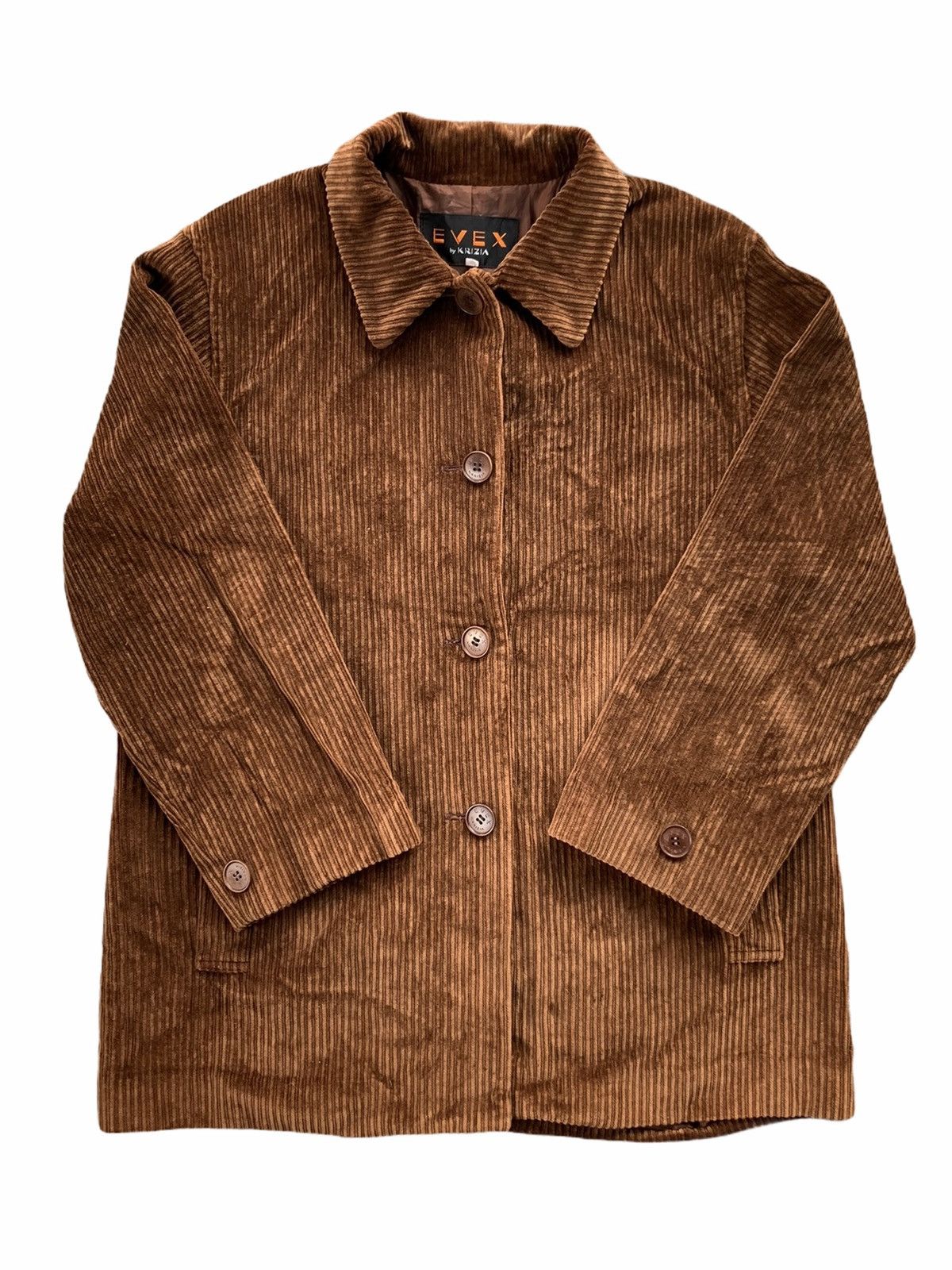 image of Krizia Uomo Vintage Evex By Krizia Corduroy/velvet Jacket/coat in Brown, Men's (Size Medium)