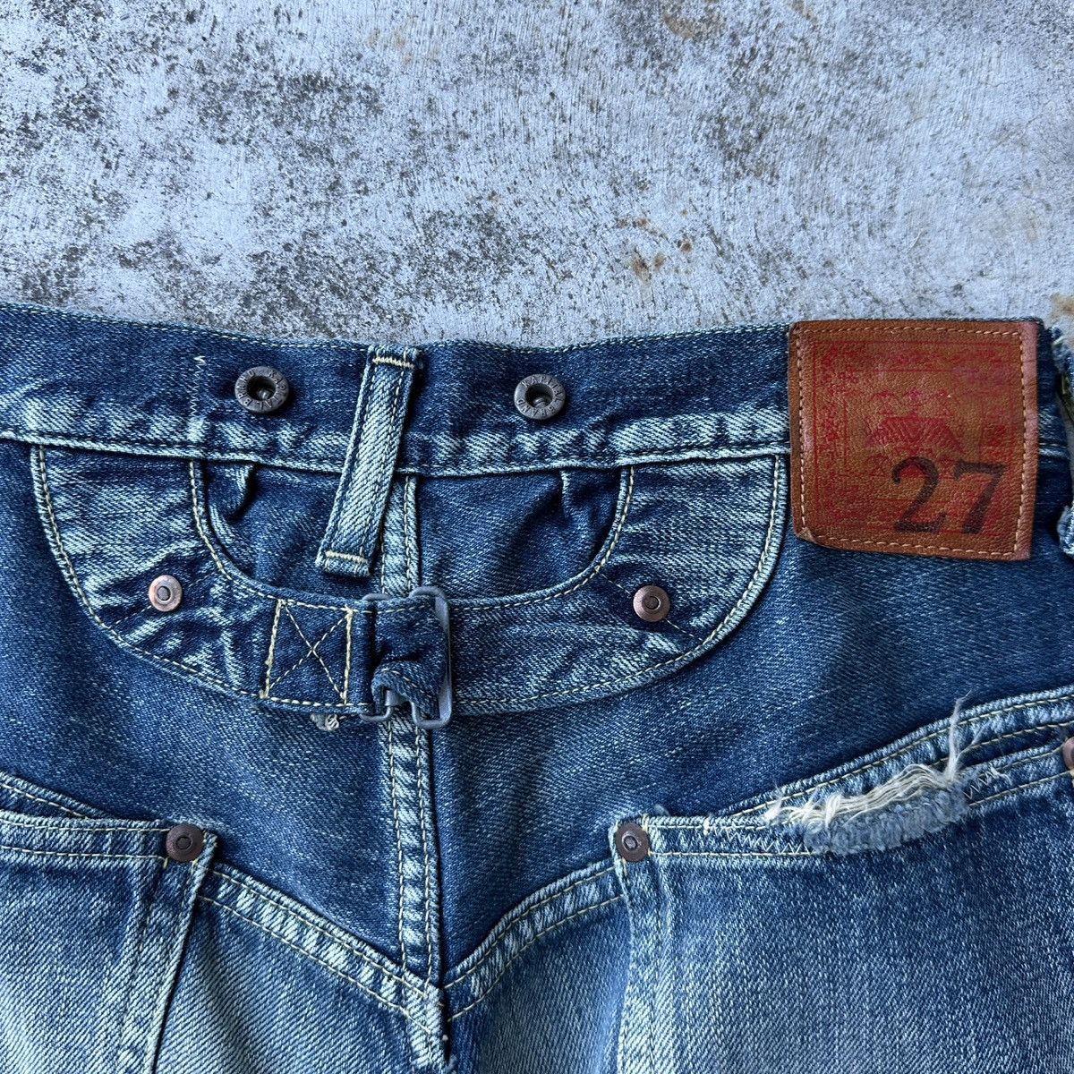 Kapital Selvedge Buckle Back Crash Boro Denim Shorts jort 5 pockets Size US 36 / EU 52 - 12 Thumbnail