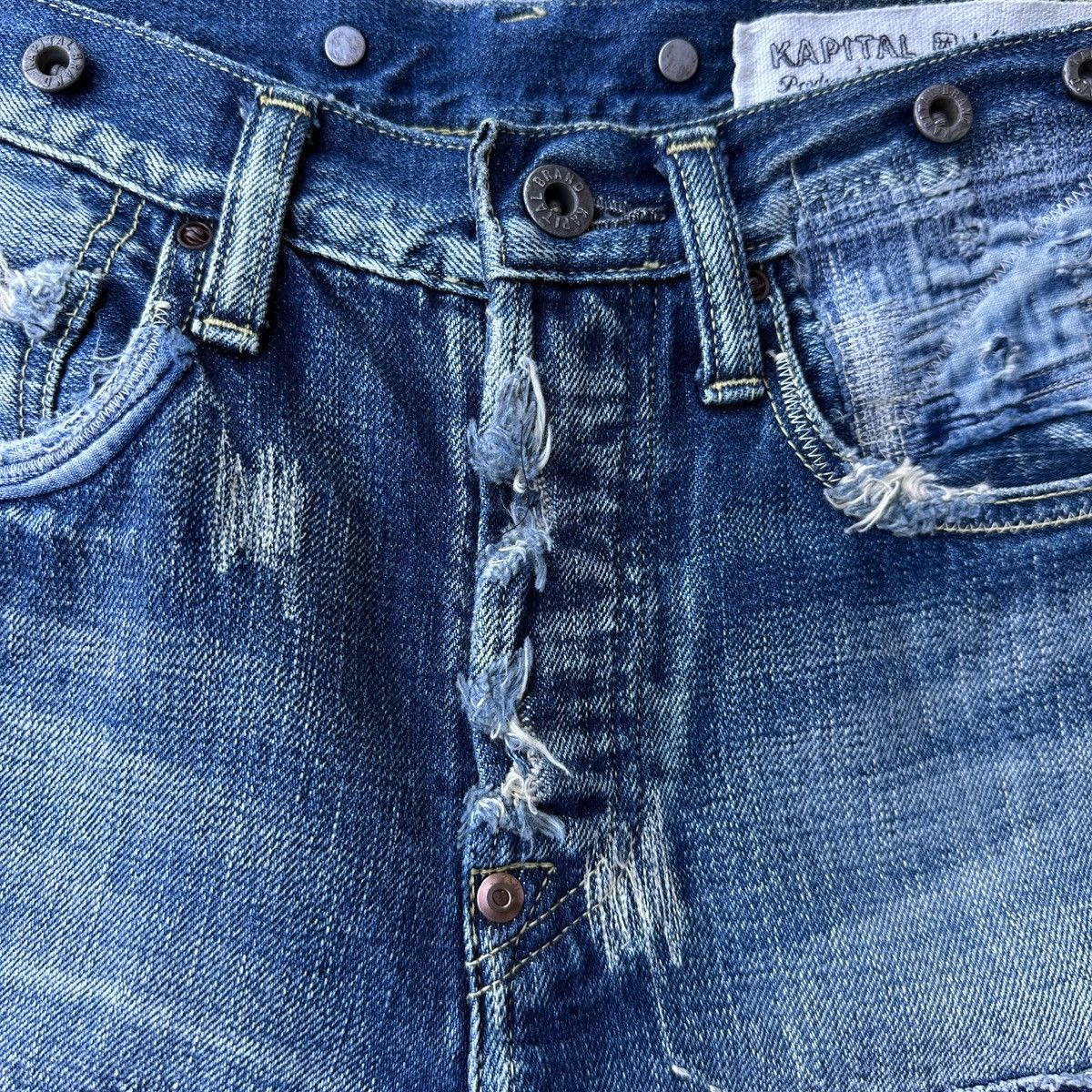 Kapital Selvedge Buckle Back Crash Boro Denim Shorts jort 5 pockets Size US 36 / EU 52 - 10 Thumbnail