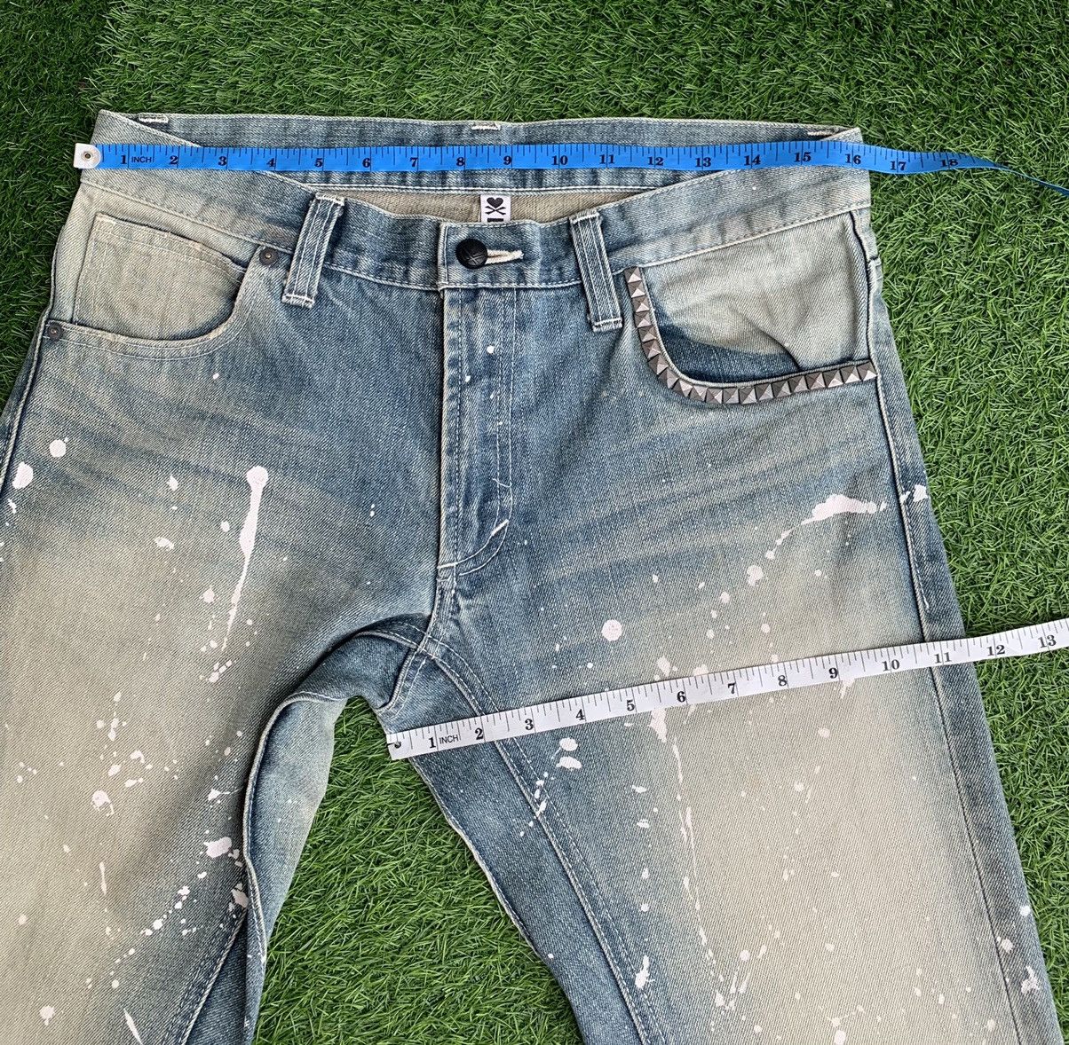 10 Deep Japanese Brand DEEP Splatter Paint Spike Denim Pants Size US 32 / EU 48 - 15 Thumbnail