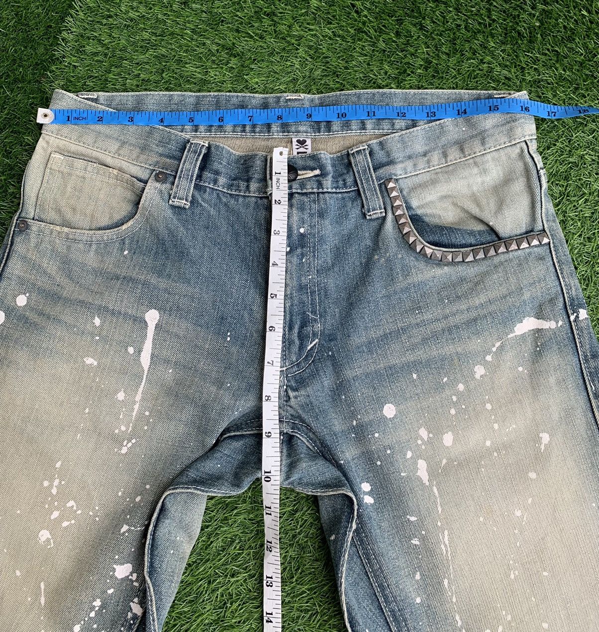10 Deep Japanese Brand DEEP Splatter Paint Spike Denim Pants Size US 32 / EU 48 - 14 Thumbnail