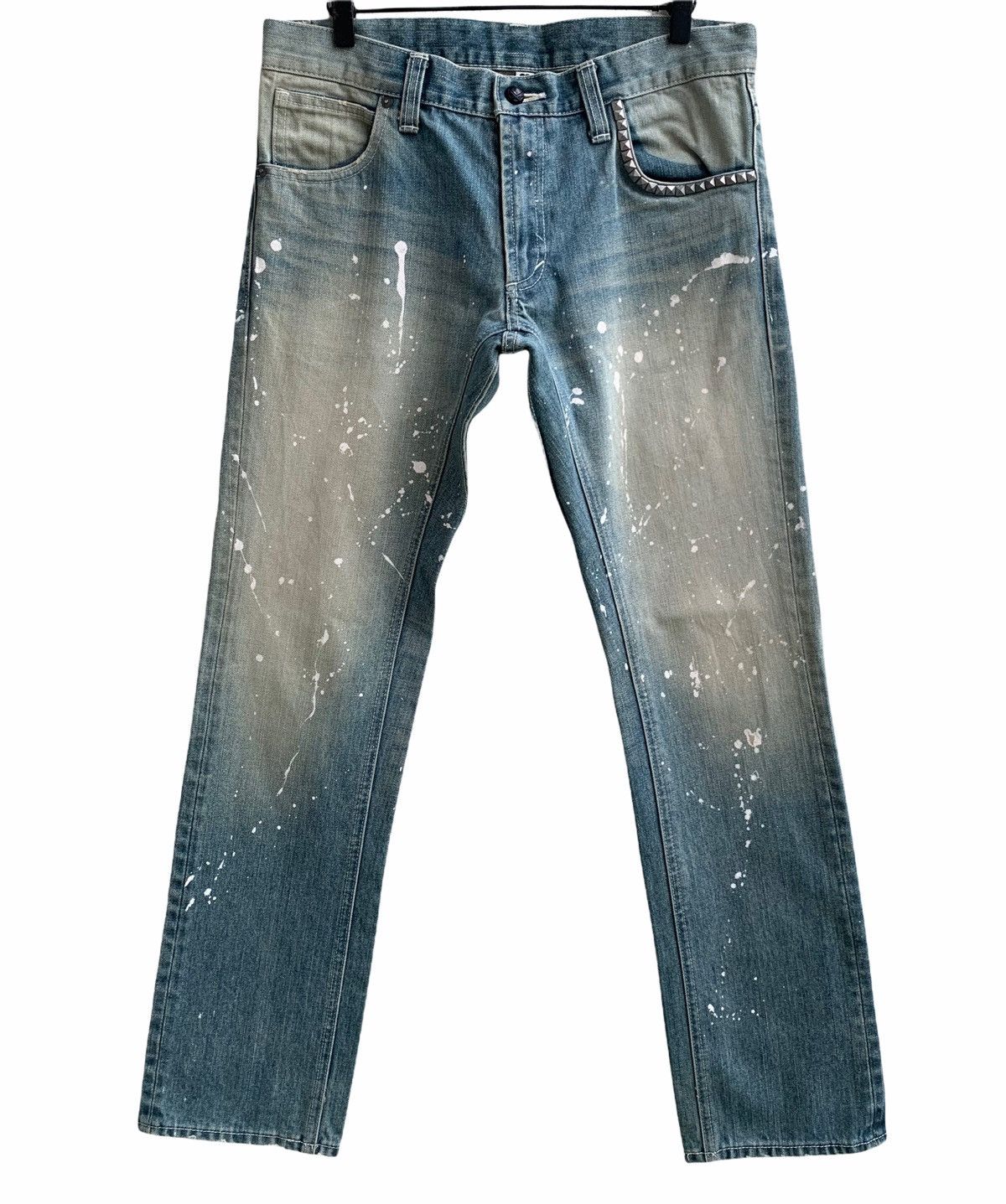10 Deep Japanese Brand DEEP Splatter Paint Spike Denim Pants Size US 32 / EU 48 - 1 Thumbnail