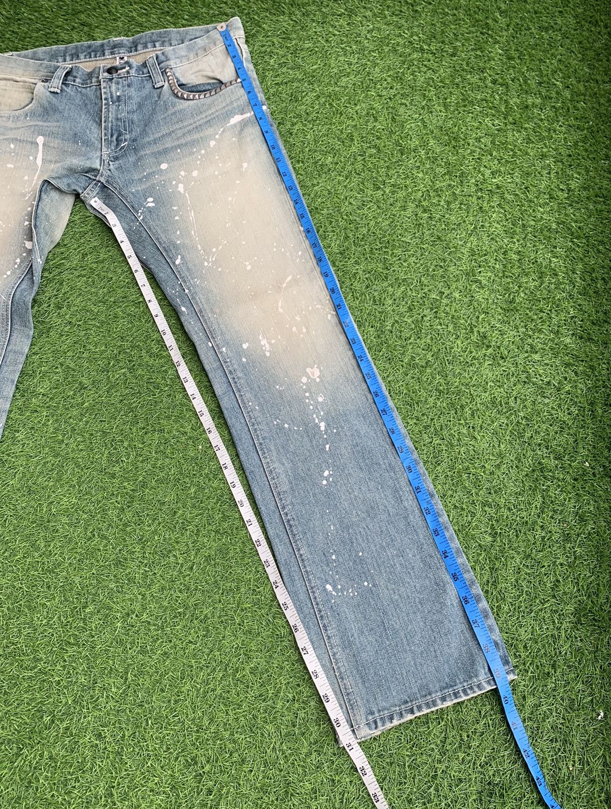 10 Deep Japanese Brand DEEP Splatter Paint Spike Denim Pants Size US 32 / EU 48 - 13 Thumbnail