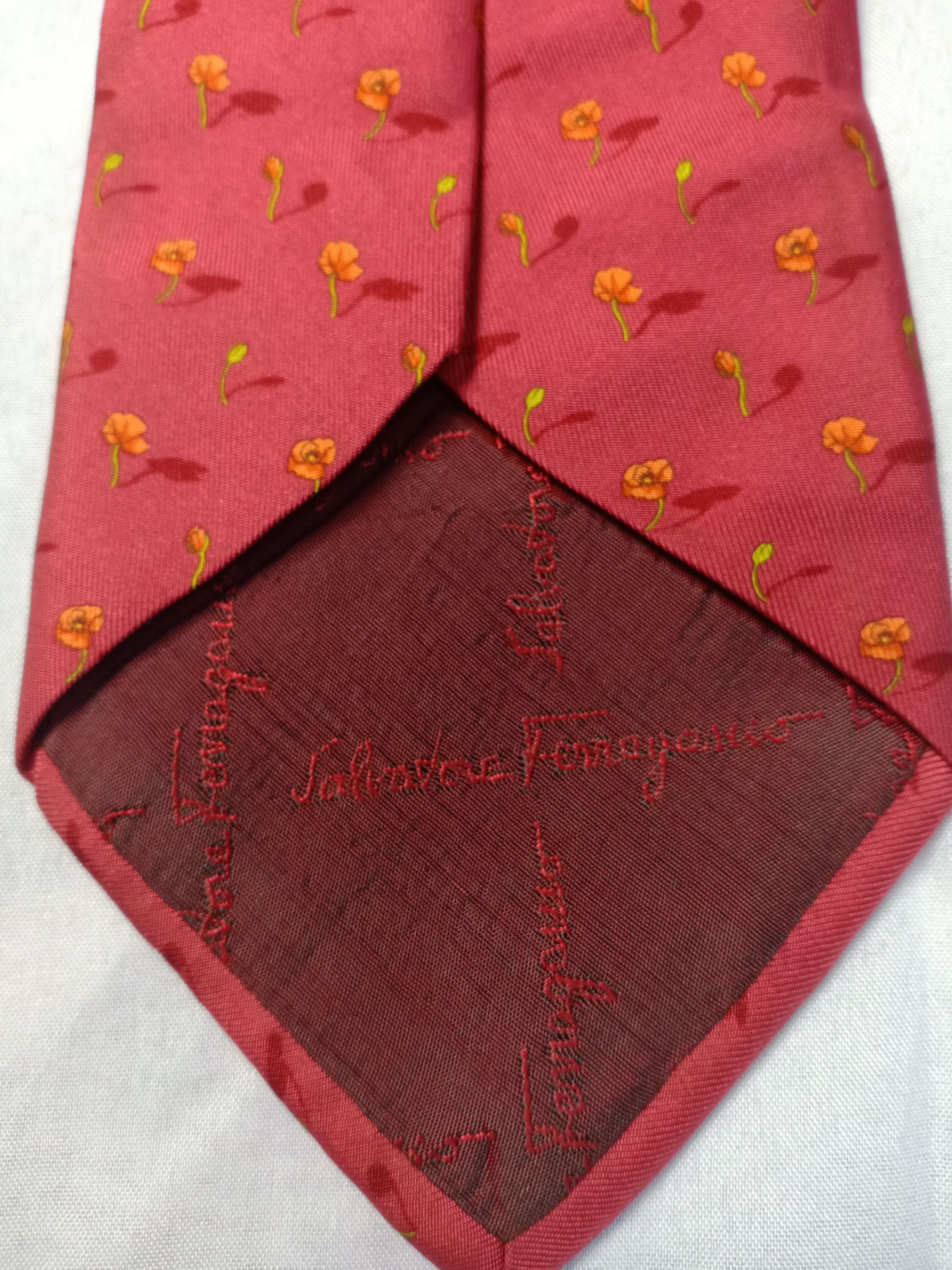 Salvatore Ferragamo Salvatore Ferragamo Neck Tie Floral Design Italy Size ONE SIZE - 9 Thumbnail