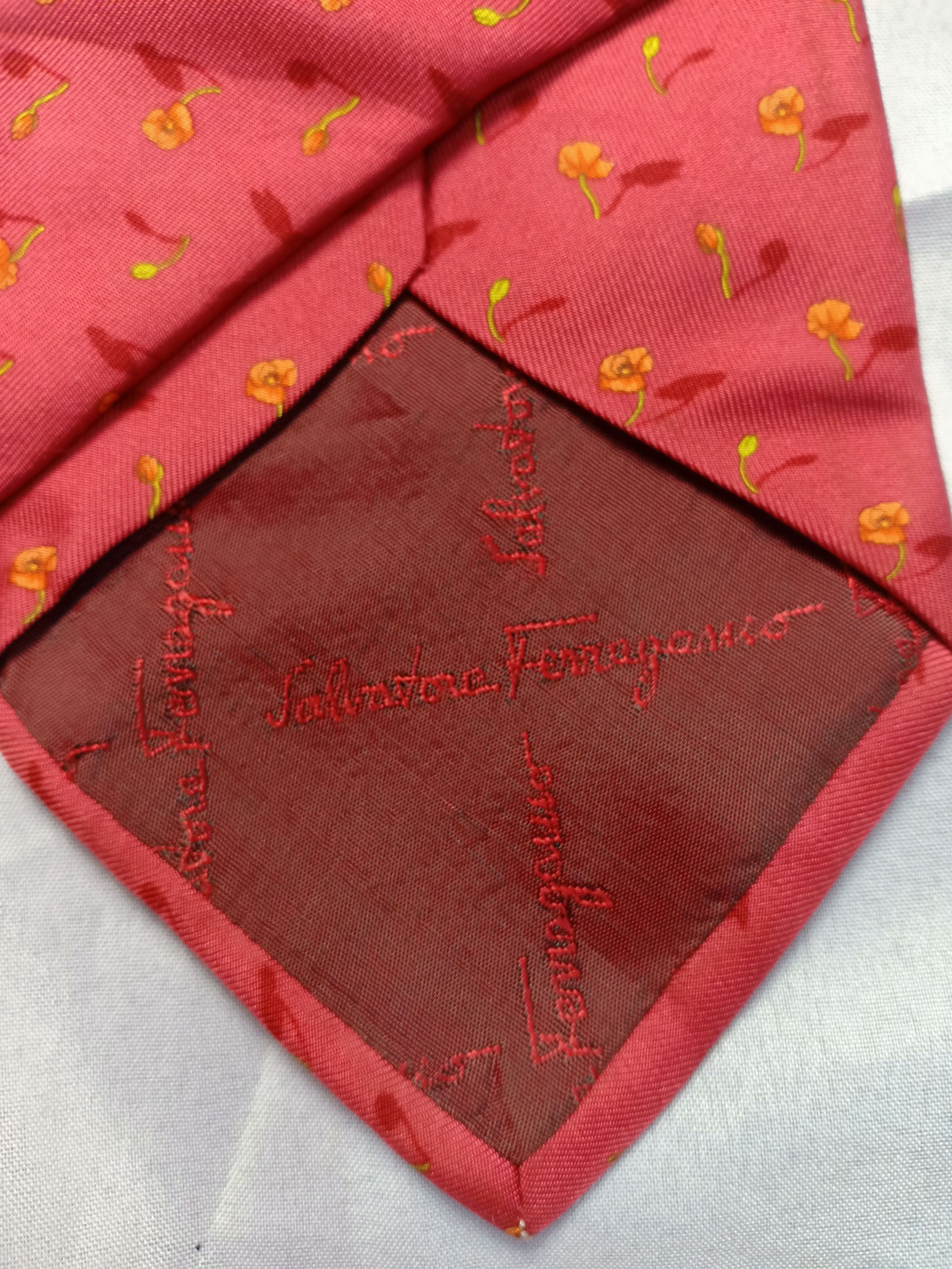 Salvatore Ferragamo Salvatore Ferragamo Neck Tie Floral Design Italy Size ONE SIZE - 5 Thumbnail