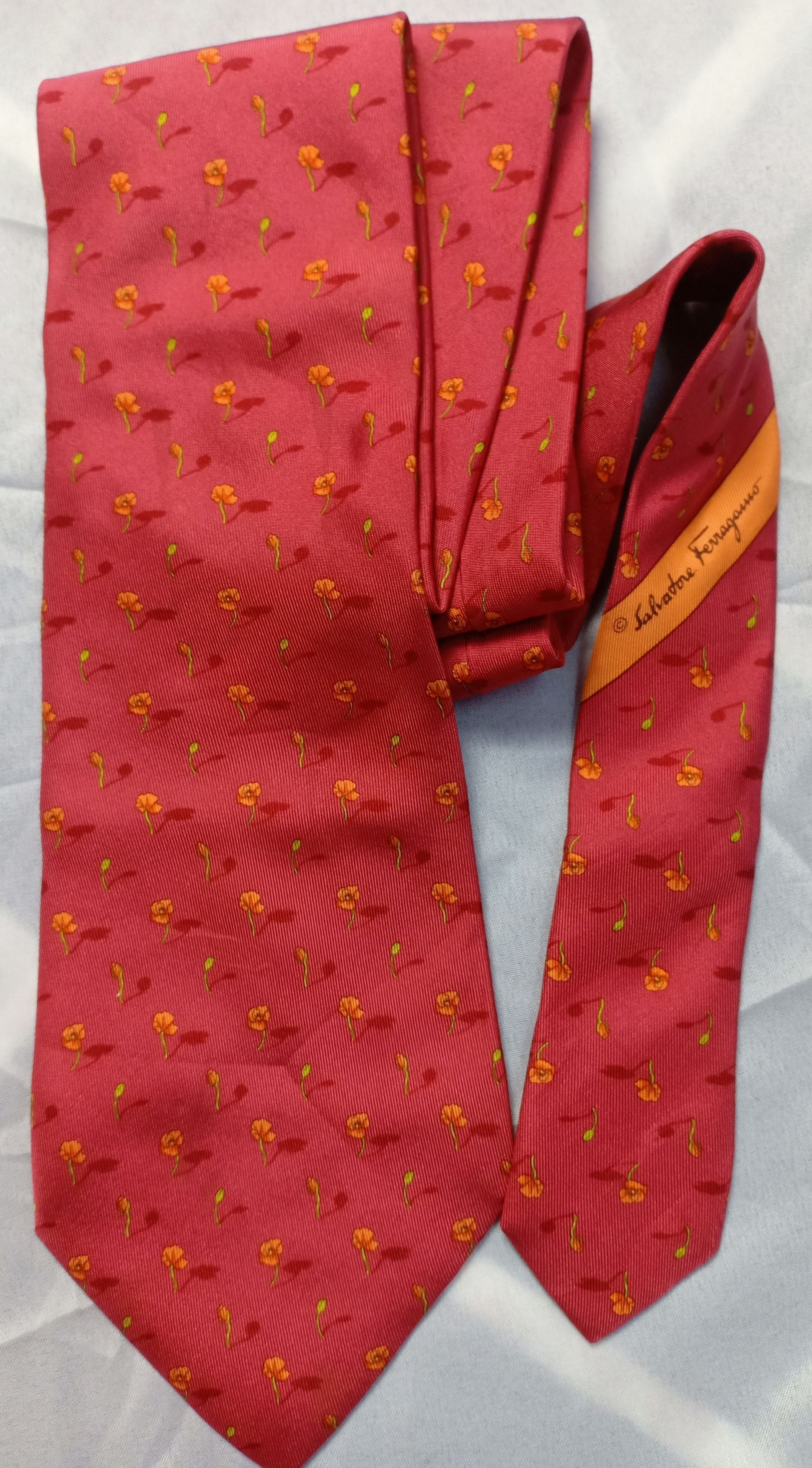 Salvatore Ferragamo Salvatore Ferragamo Neck Tie Floral Design Italy Size ONE SIZE - 2 Thumbnail