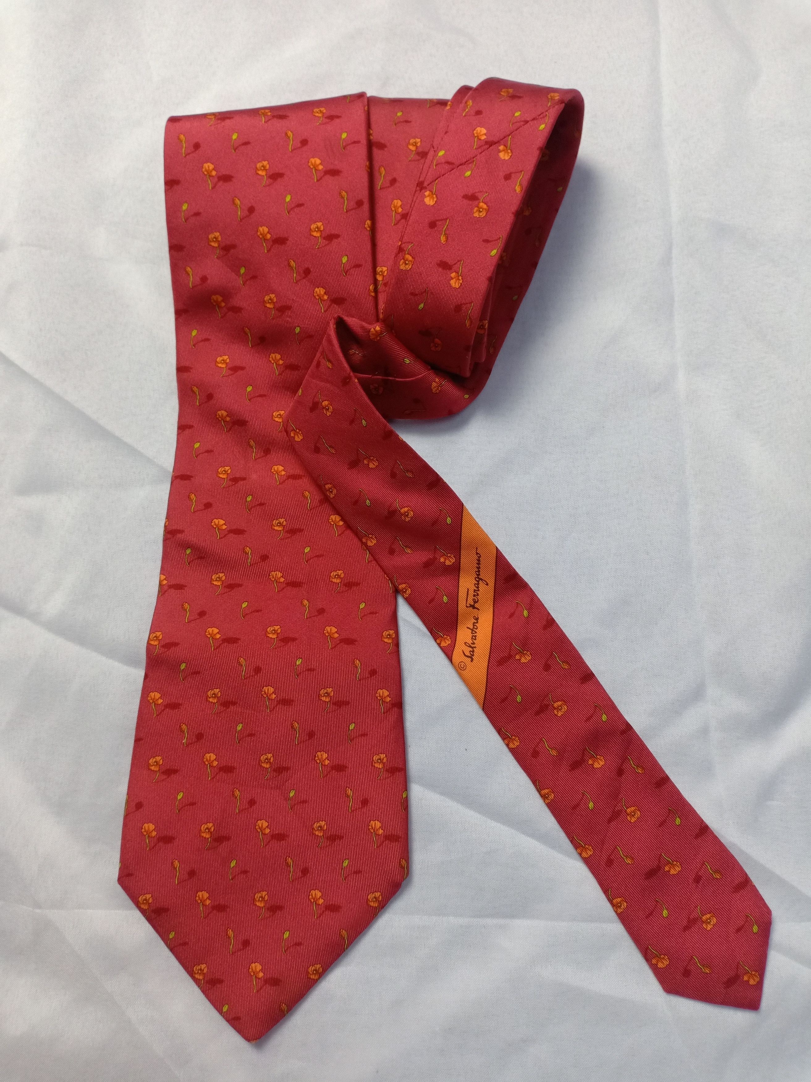 Salvatore Ferragamo Neck Tie Floral Design Italy