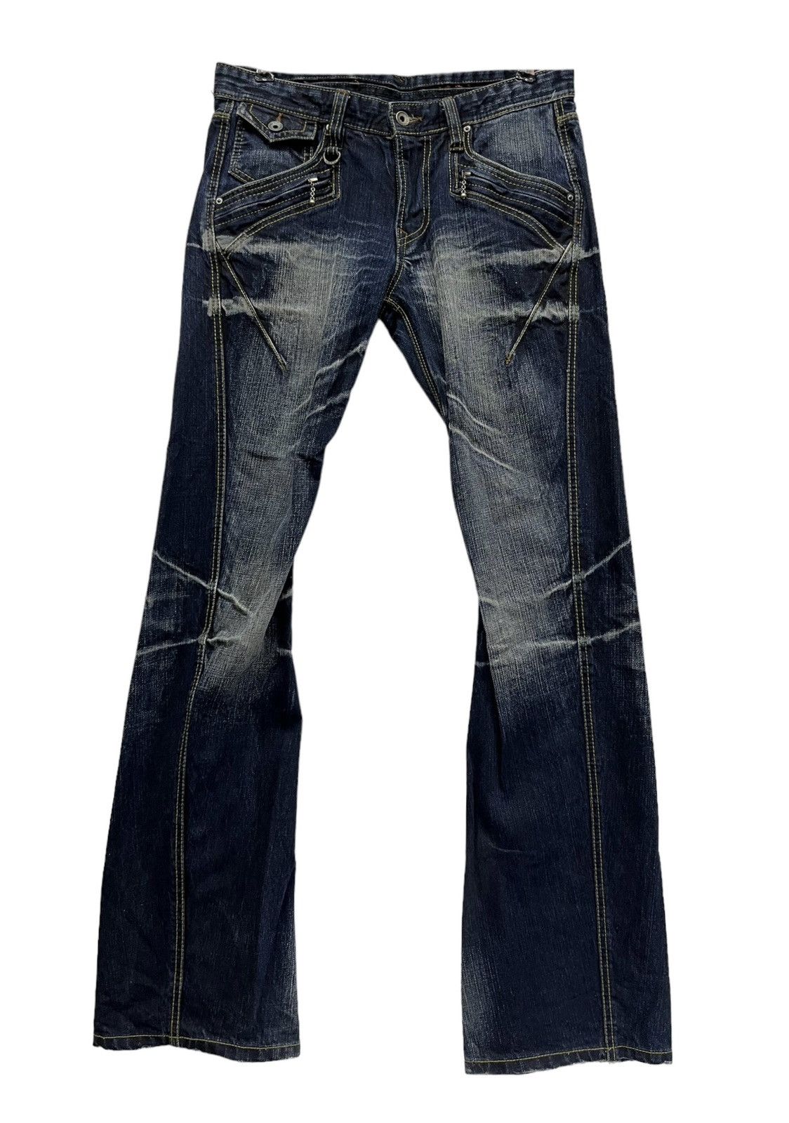 Nicole Club 🔥Vtg NICOLE CLUB FOR MEN Punk Whiskers Twisted Flare Denim Size US 31 - 4 Thumbnail
