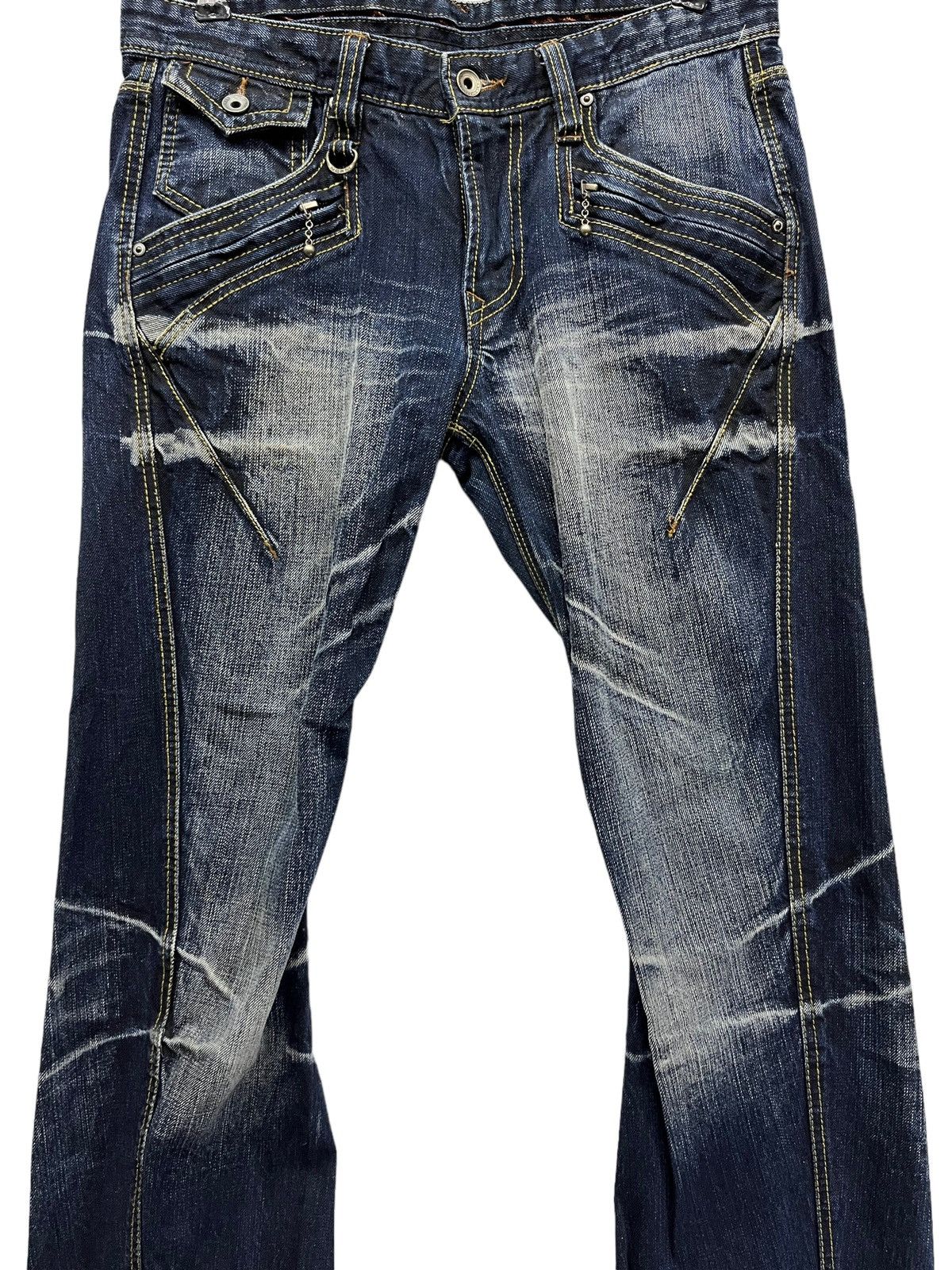 Nicole Club 🔥Vtg NICOLE CLUB FOR MEN Punk Whiskers Twisted Flare Denim Size US 31 - 6 Thumbnail