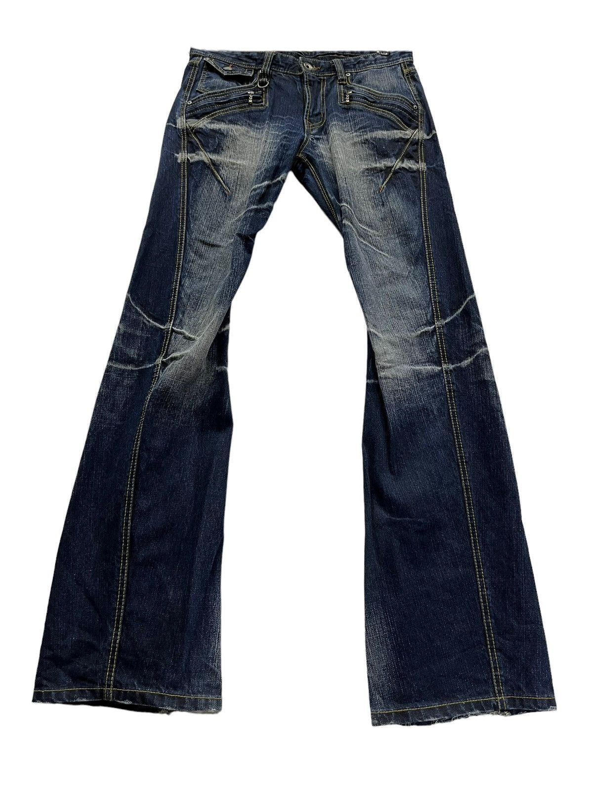Nicole Club 🔥Vtg NICOLE CLUB FOR MEN Punk Whiskers Twisted Flare Denim Size US 31 - 3 Thumbnail