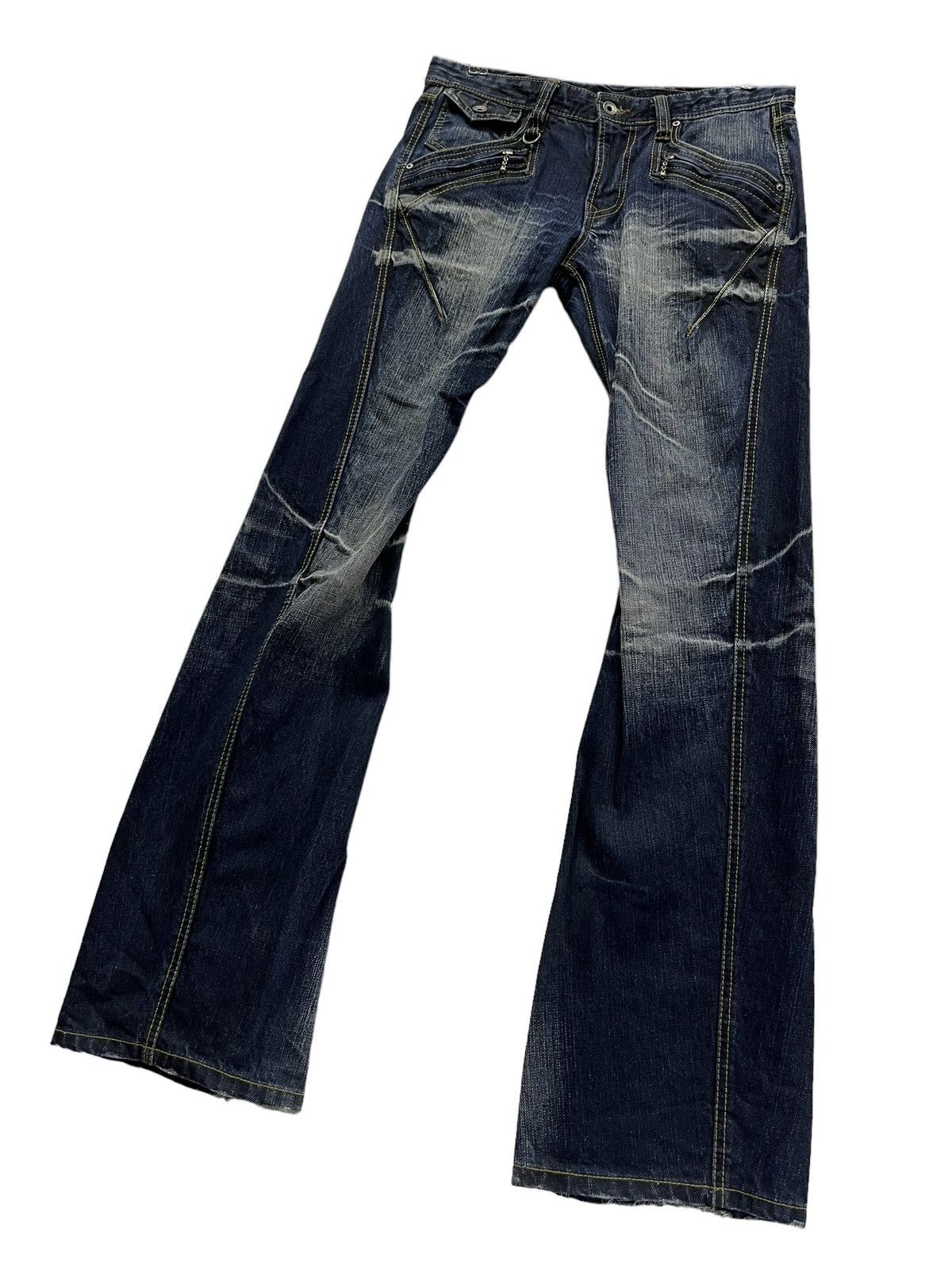 Nicole Club 🔥Vtg NICOLE CLUB FOR MEN Punk Whiskers Twisted Flare Denim Size US 31 - 2 Thumbnail