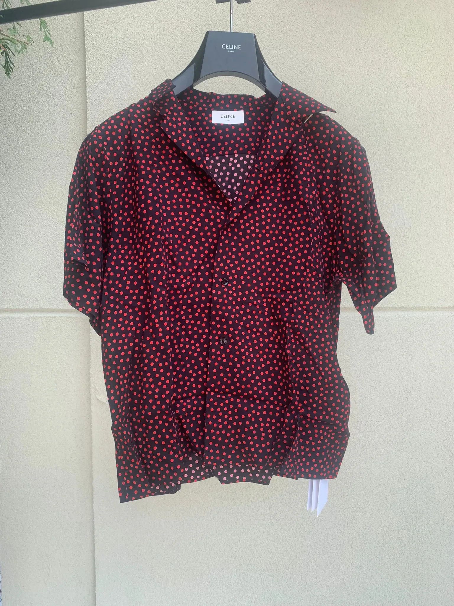 Celine Polka Dot Chemise in Black & Red Size US L / EU 52-54 / 3 - 3 Thumbnail