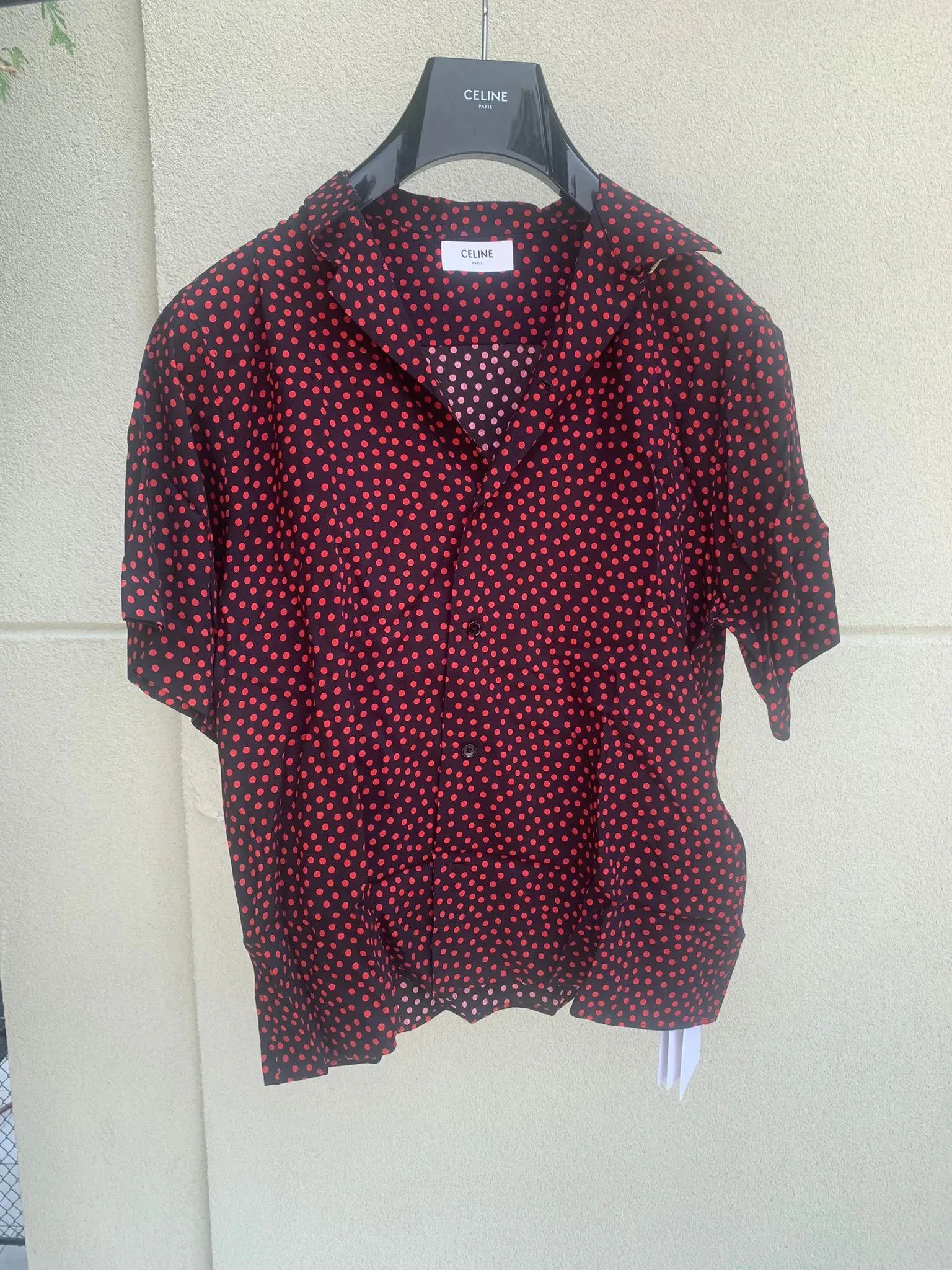 Celine Polka Dot Chemise in Black & Red Size US L / EU 52-54 / 3 - 2 Thumbnail