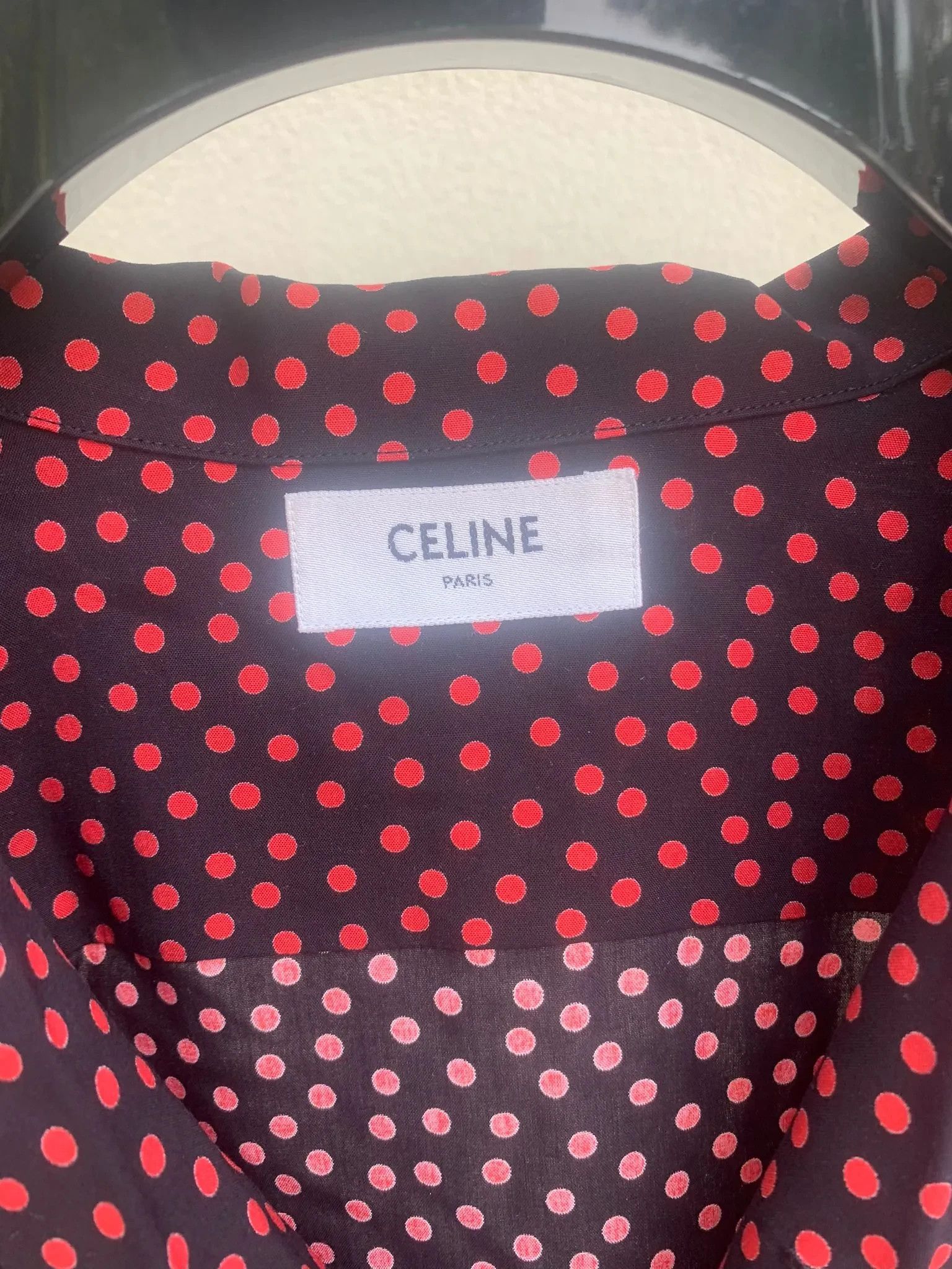 Celine Polka Dot Chemise in Black & Red Size US L / EU 52-54 / 3 - 7 Thumbnail