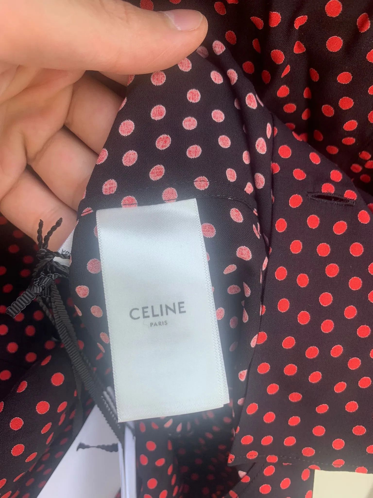 Celine Polka Dot Chemise in Black & Red Size US L / EU 52-54 / 3 - 10 Thumbnail