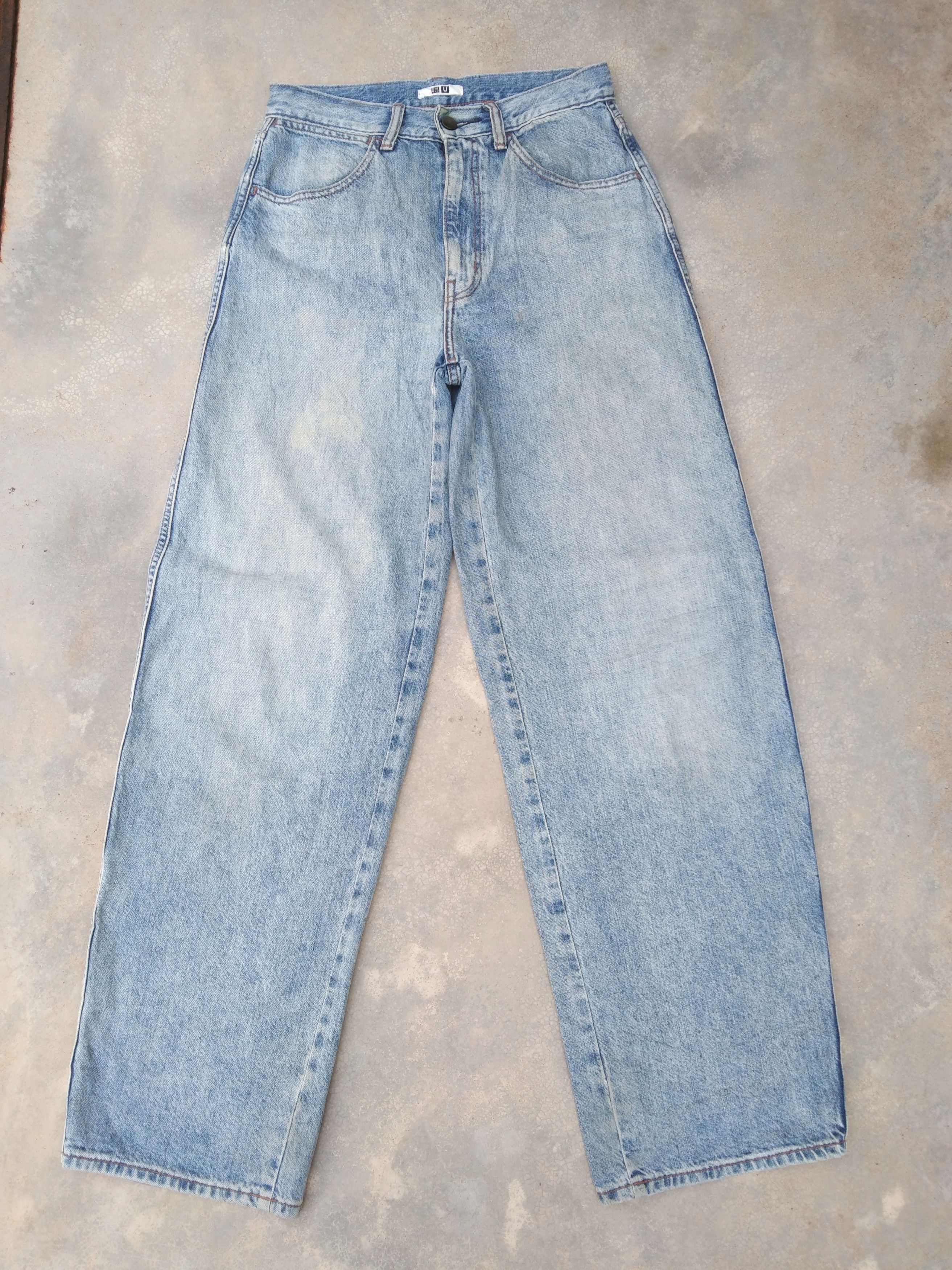 image of Vintage Distressed Uniqlo Baggy Jeans 28X32 in Blue, Men's