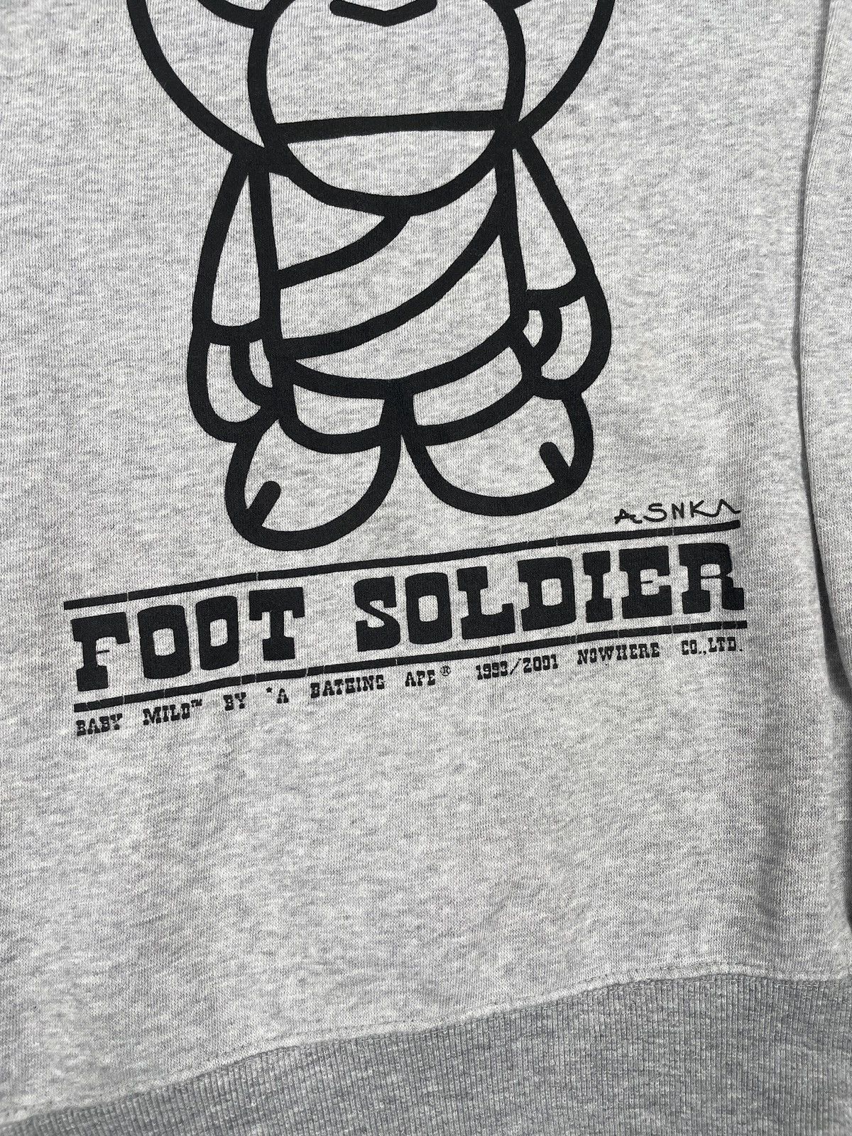Bape OG 2001 a bathing ape gray foot soldier crew neck pullover Size US M / EU 48-50 / 2 - 2 Thumbnail