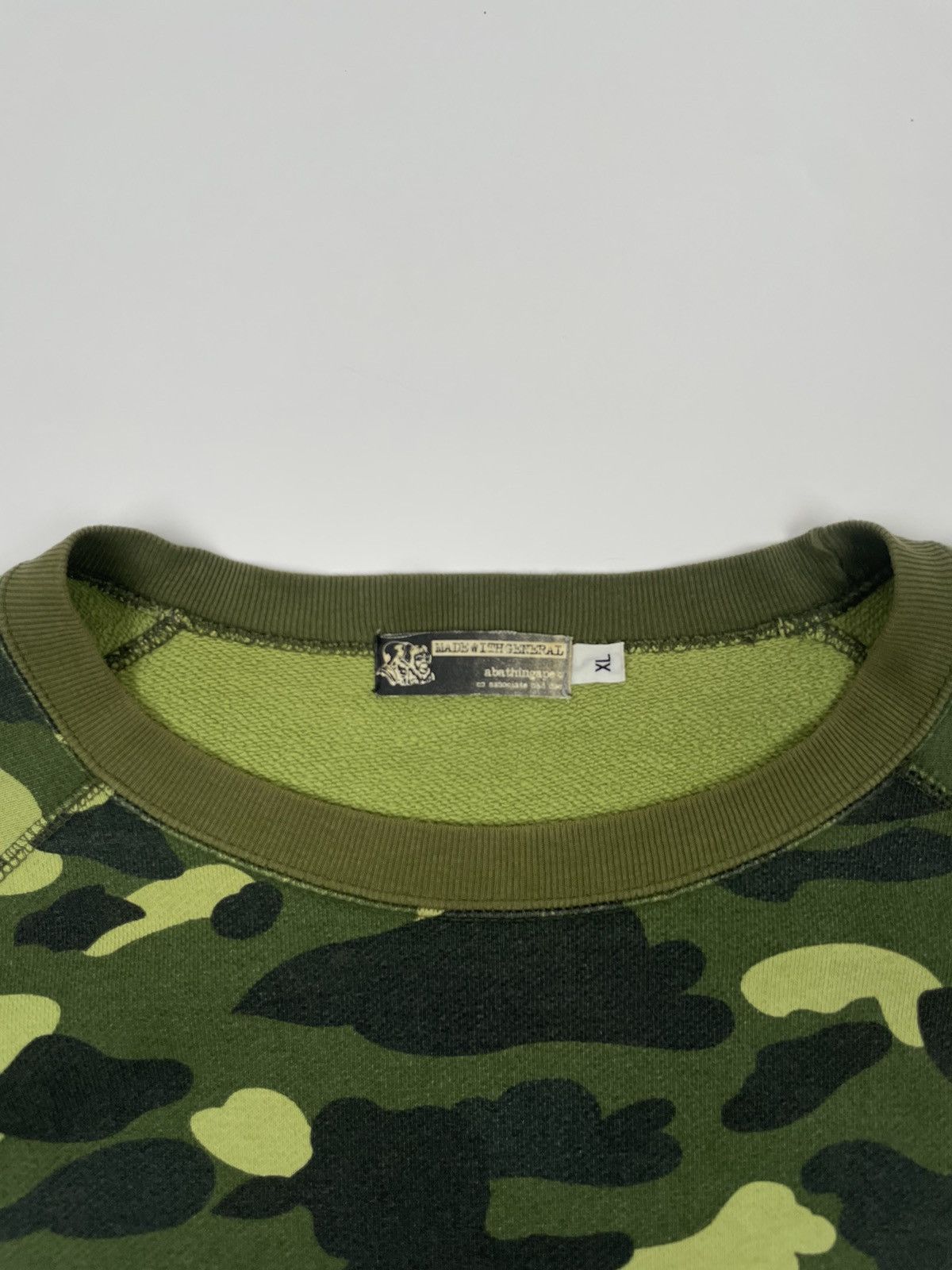 Bape a bathing ape green 1st camo spell out crew neck pullover Size US XL / EU 56 / 4 - 2 Thumbnail