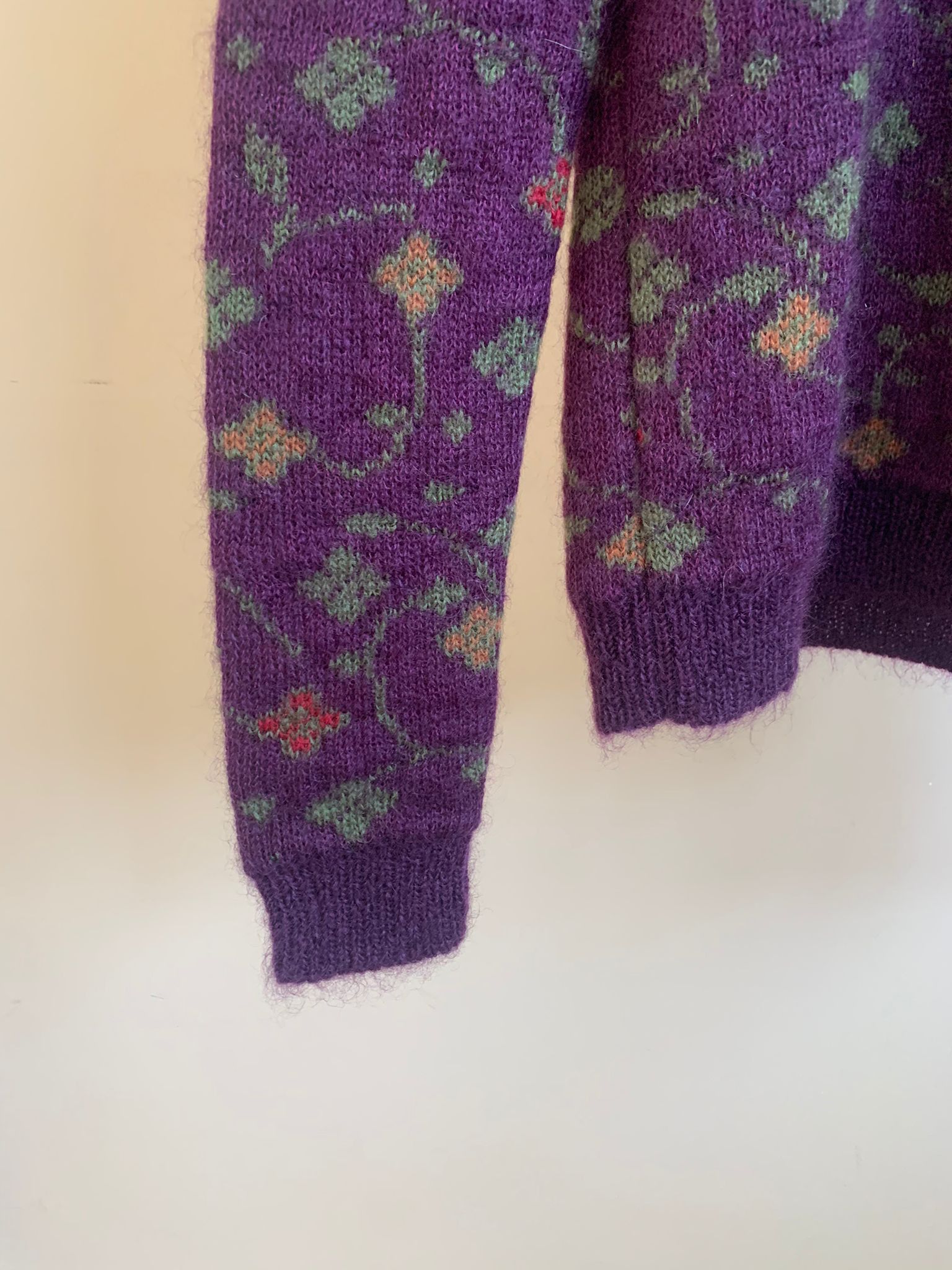 Saint Laurent Paris Floral Knitwear, LS In Purple Floral Size US S / EU 44-46 / 1 - 8 Thumbnail