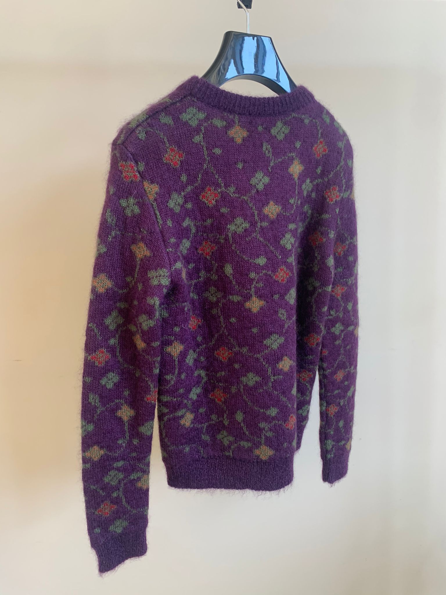 Saint Laurent Paris Floral Knitwear, LS In Purple Floral Size US S / EU 44-46 / 1 - 2 Thumbnail
