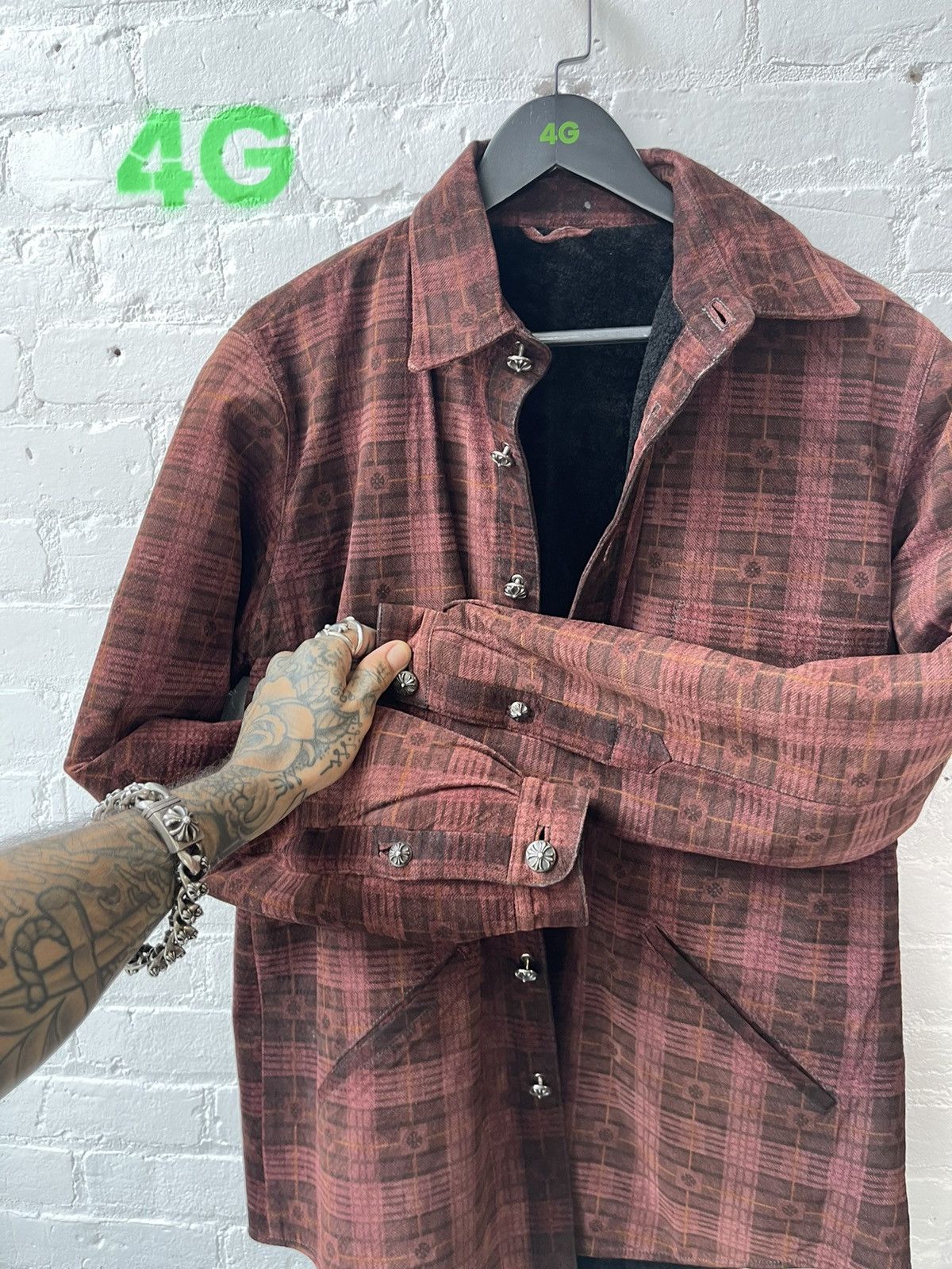 Chrome Hearts Chrome Hearts Plus Plaid SUEDE Jacket SHEARLING INTERIOR L Size US L / EU 52-54 / 3 - 6 Thumbnail