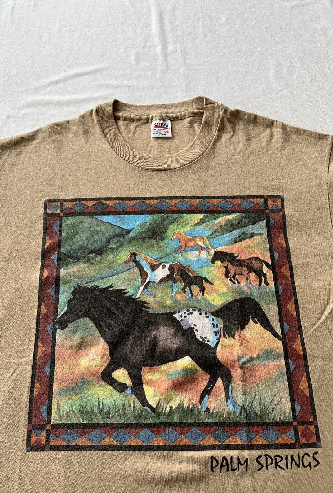 Vintage Vintage 90s Palm Springs Horse Brown Art Tee Size US XL / EU 56 / 4 - 3 Thumbnail