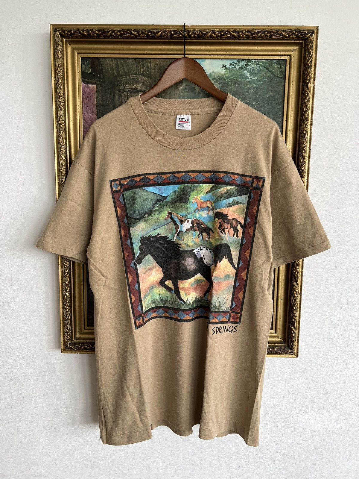 Vintage Vintage 90s Palm Springs Horse Brown Art Tee Size US XL / EU 56 / 4 - 1 Thumbnail