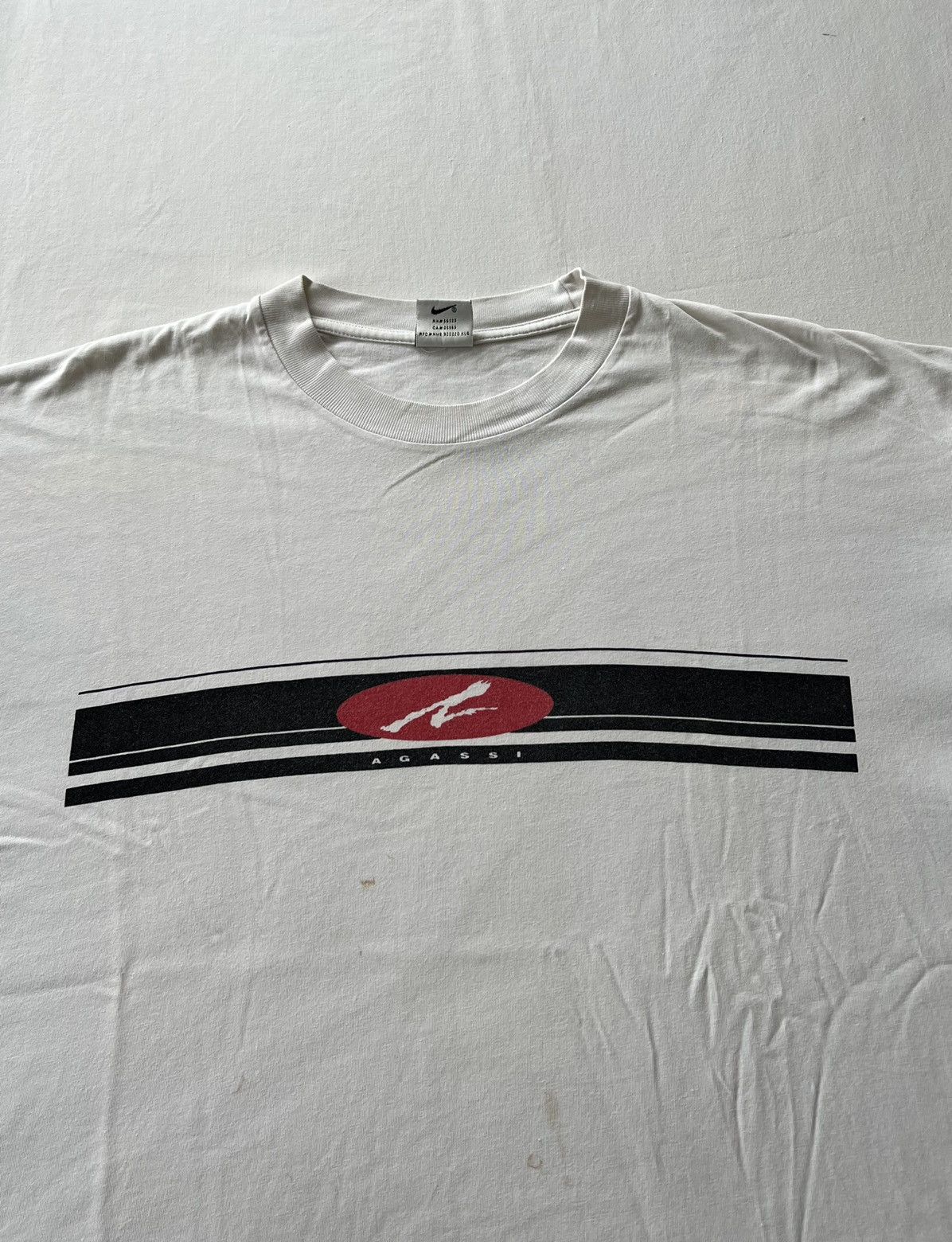 Nike Vintage 90s Nike Andre Agassi Tennis Spots White Tee Size US XL / EU 56 / 4 - 5 Thumbnail