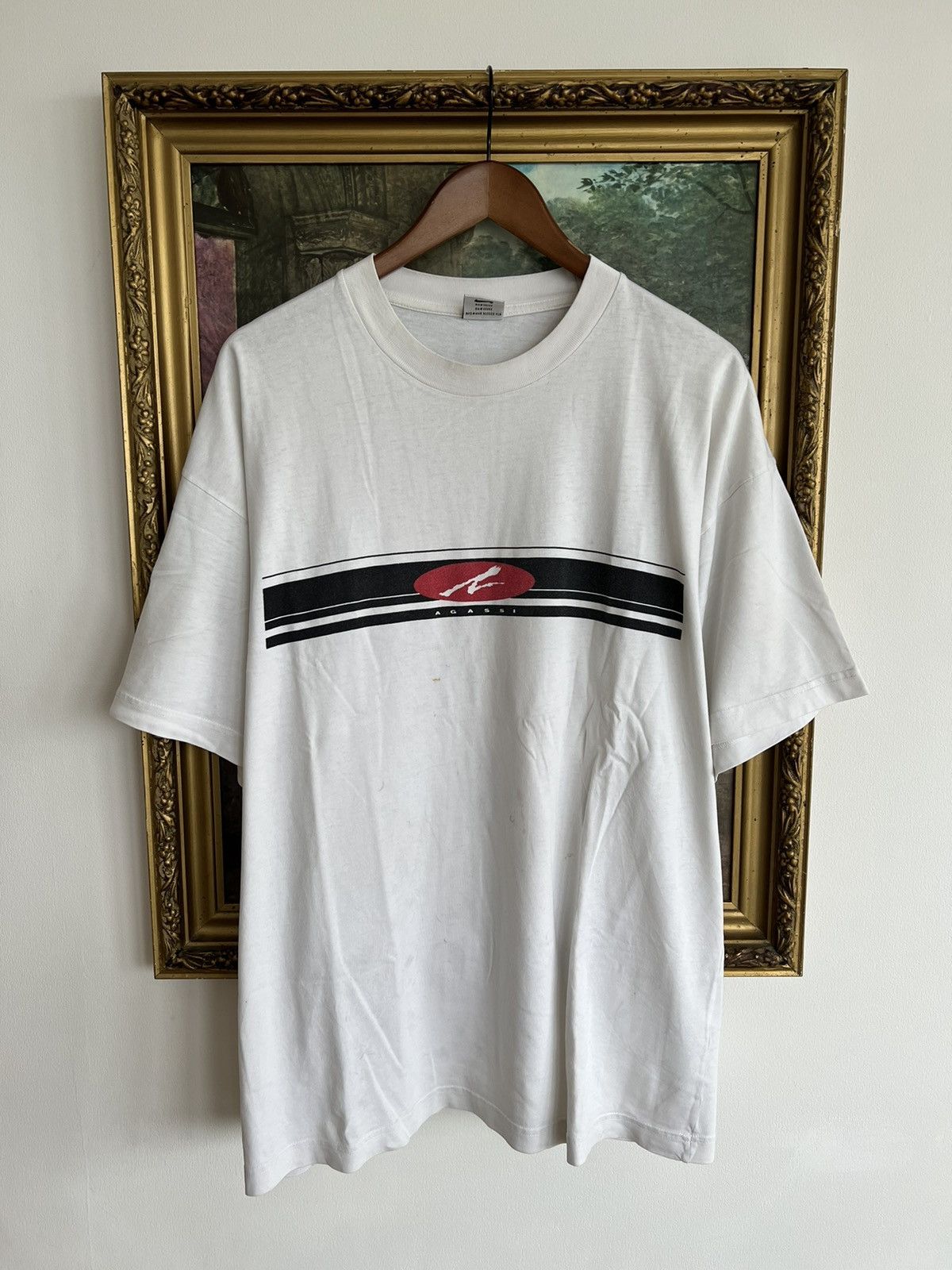 Nike Vintage 90s Nike Andre Agassi Tennis Spots White Tee Size US XL / EU 56 / 4 - 1 Thumbnail