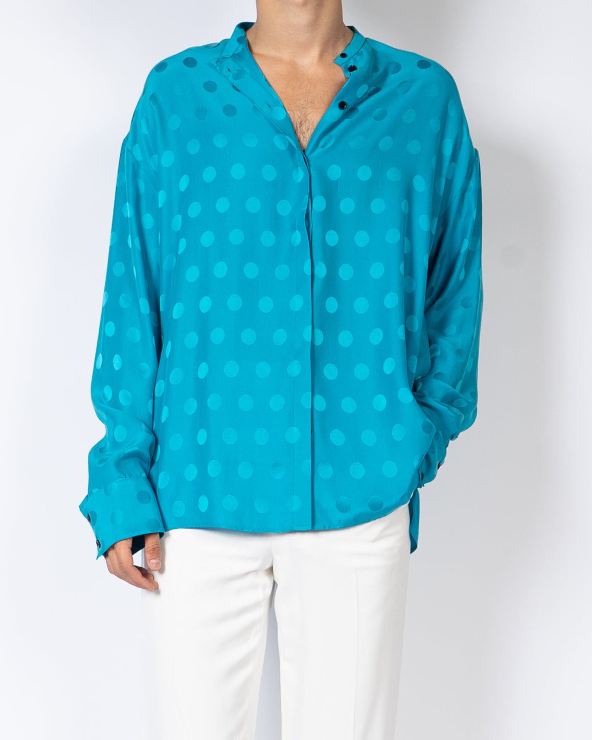 Haider Ackermann FW19 Brady Turquoise Polkadot Shirt Sample Size US S / EU 44-46 / 1 - 1 Thumbnail