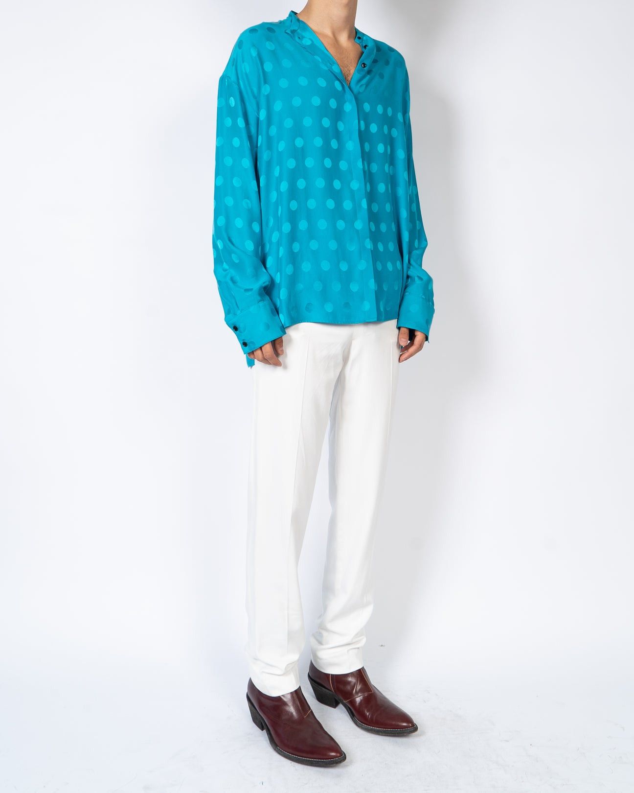 Haider Ackermann FW19 Brady Turquoise Polkadot Shirt Sample Size US S / EU 44-46 / 1 - 2 Thumbnail