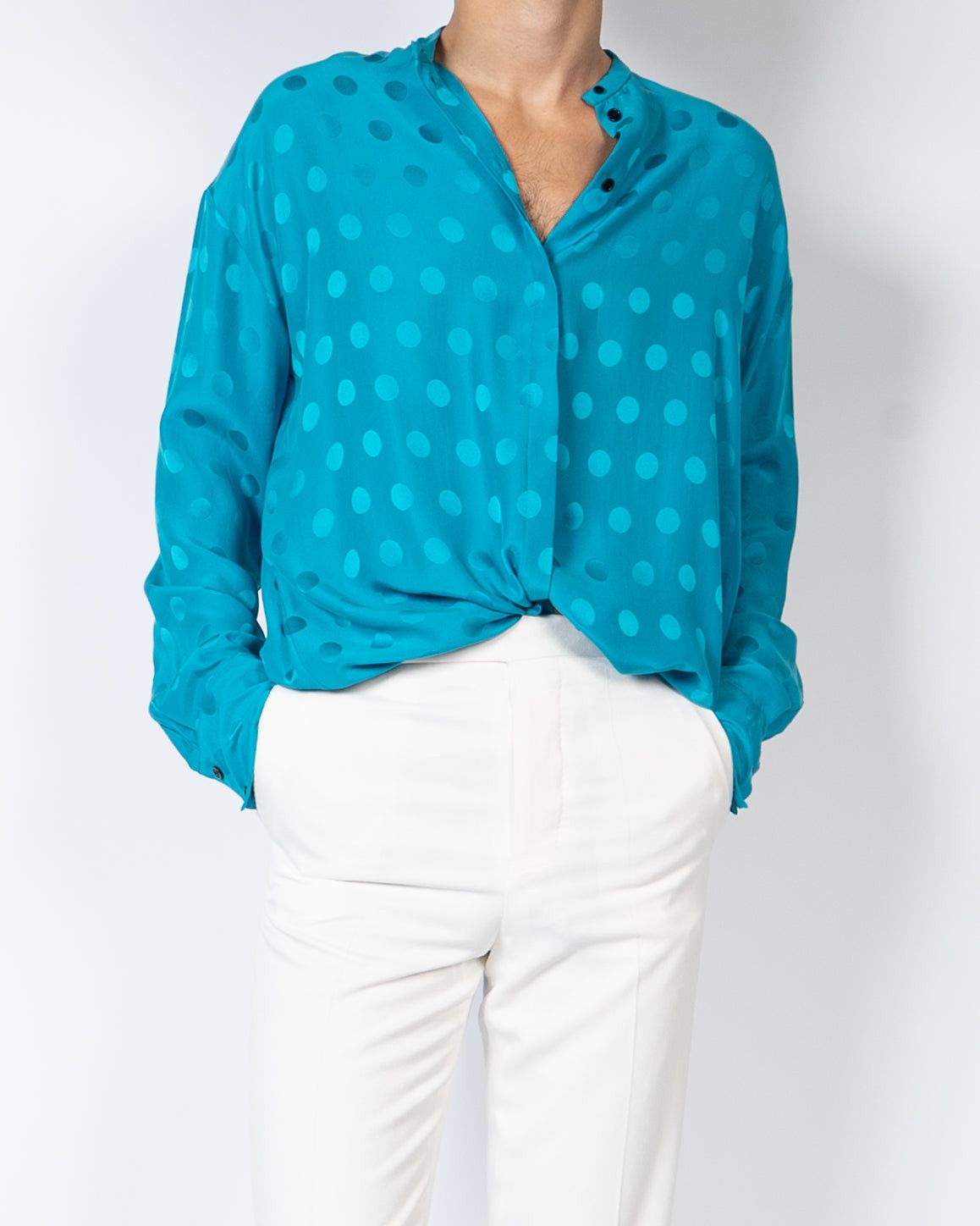 Haider Ackermann FW19 Brady Turquoise Polkadot Shirt Sample Size US S / EU 44-46 / 1 - 4 Thumbnail