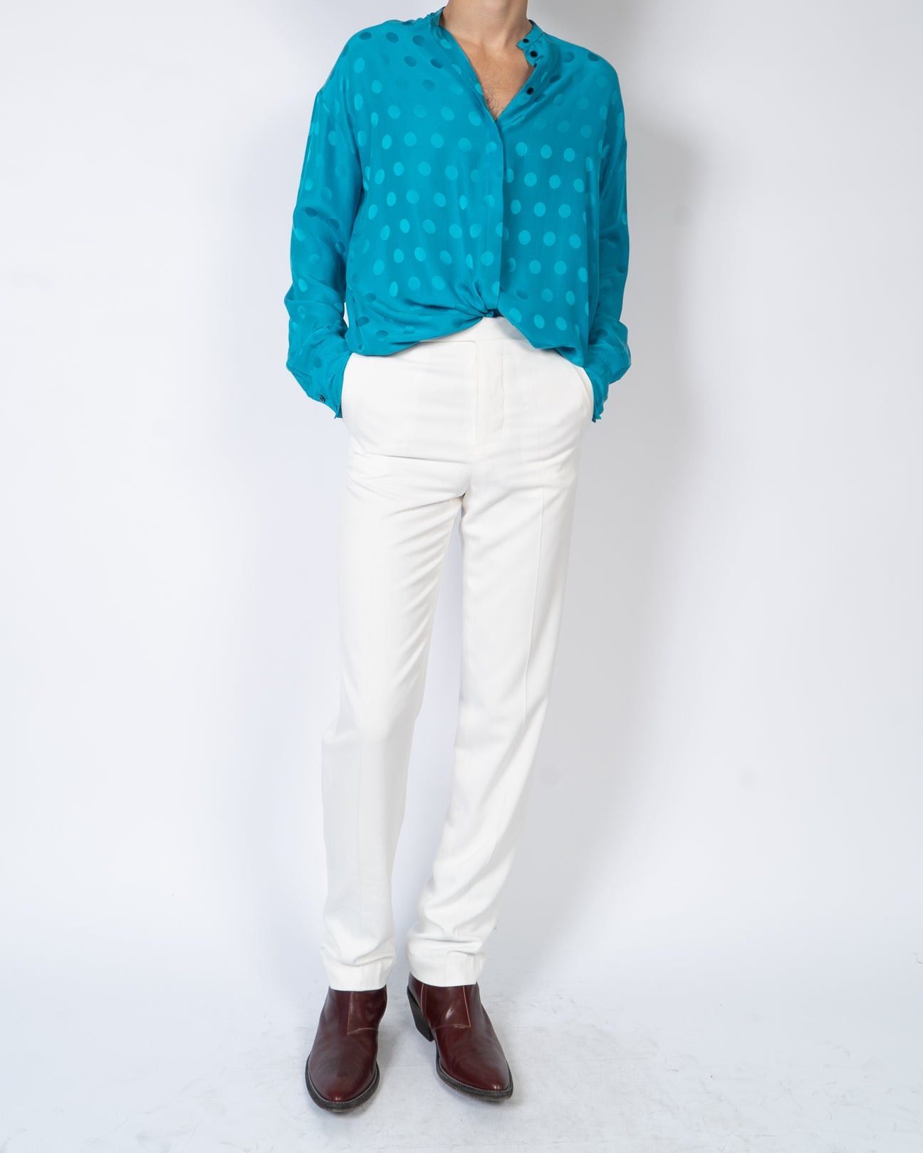 Haider Ackermann FW19 Brady Turquoise Polkadot Shirt Sample Size US S / EU 44-46 / 1 - 5 Thumbnail